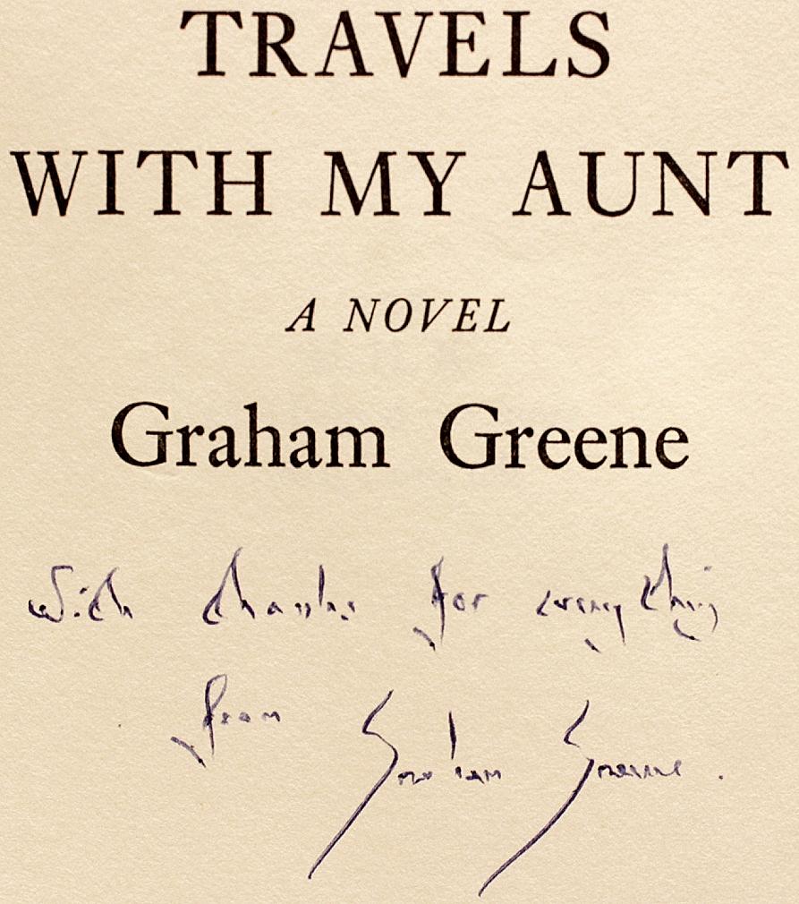 British Greene, Graham, Travels with My Aunt, 'First Edition - Presentation Copy - 1969' For Sale