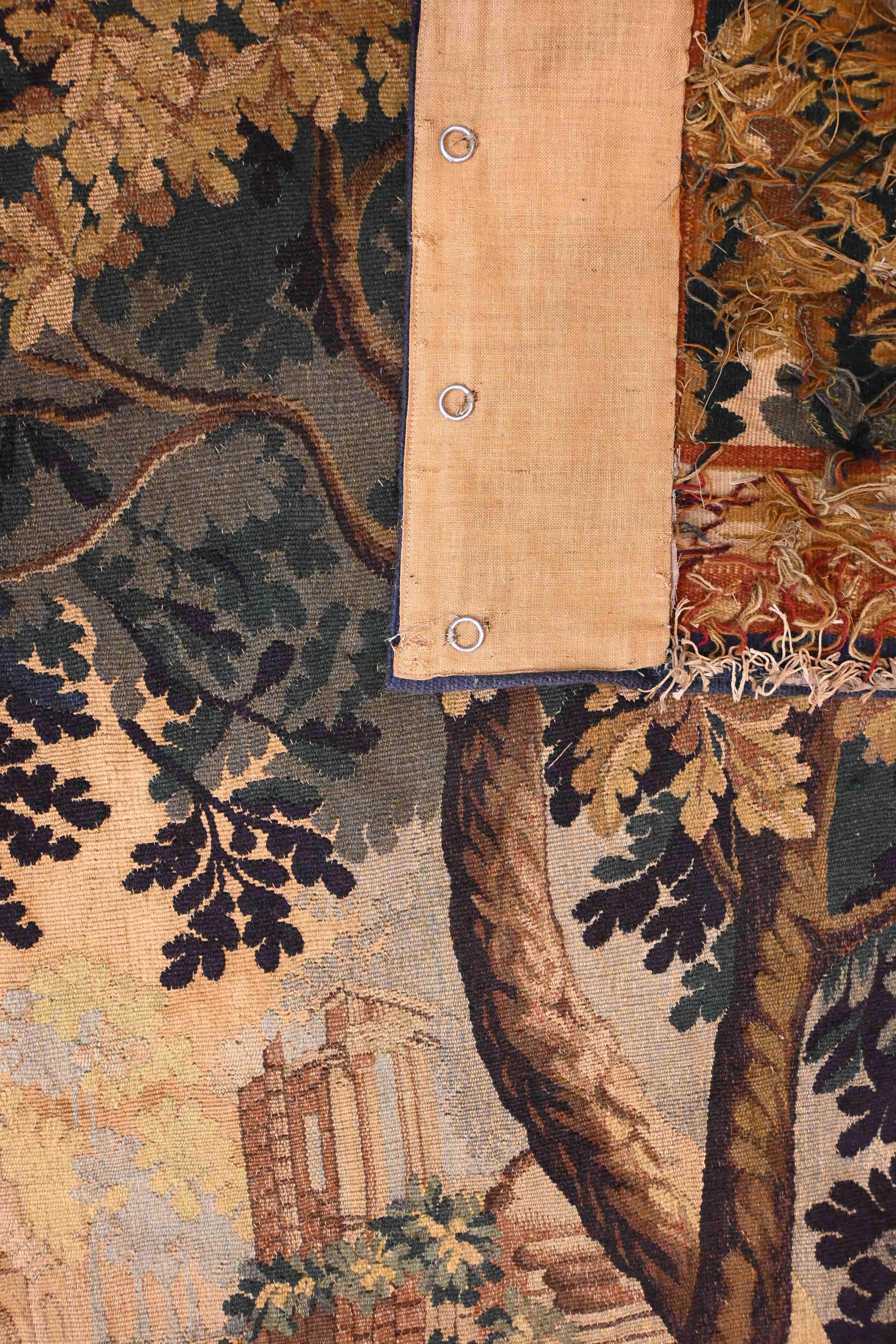 Grüner französischer Aubusson-Teppich 19. Jahrhundert - L1m76xH1m48 - Nr. 1384 (Wolle)