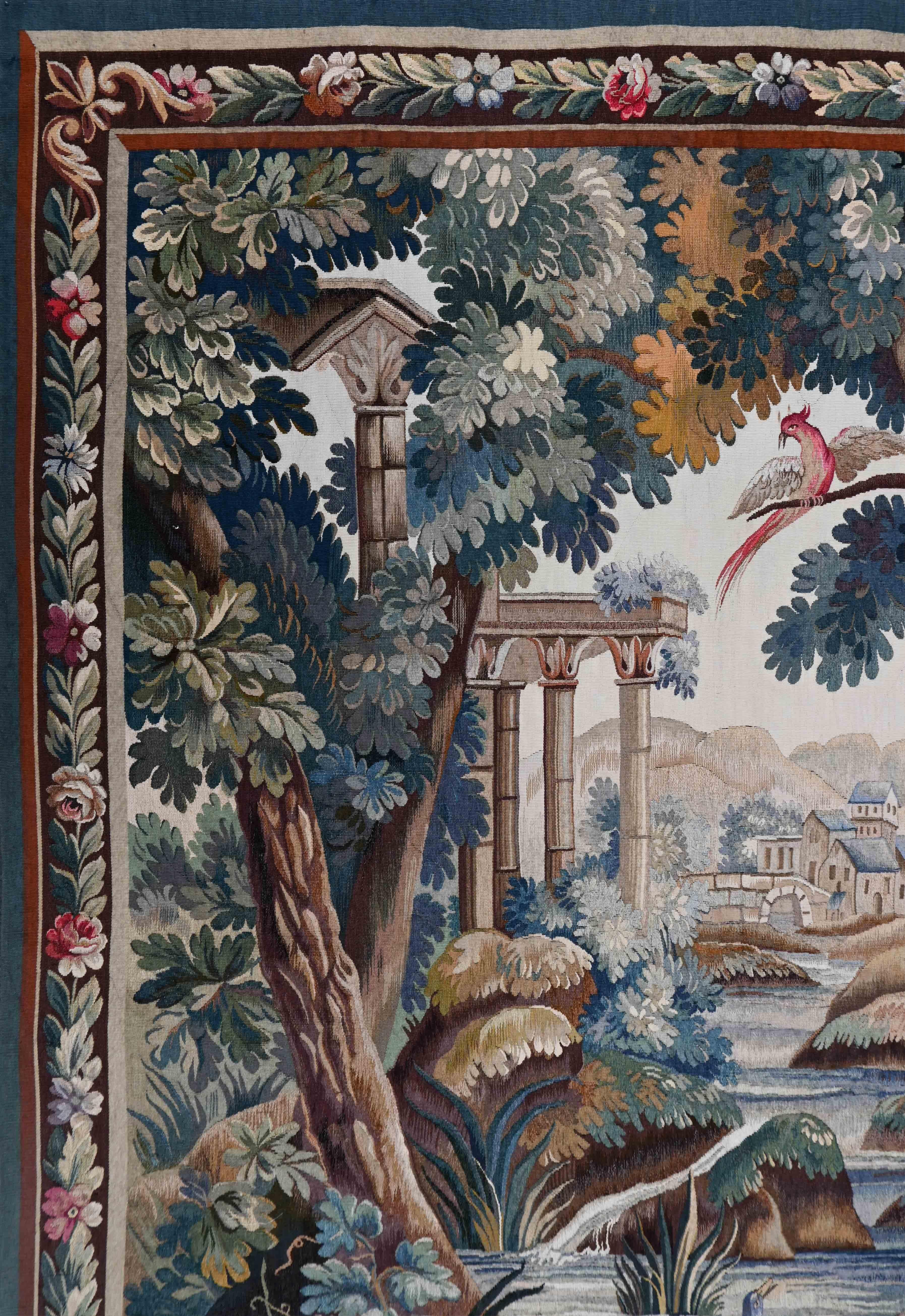 Stile provenzale Arazzo francese Greenery Aubusson Manufactory 19° secolo - 142lx197h - N 1530 in vendita