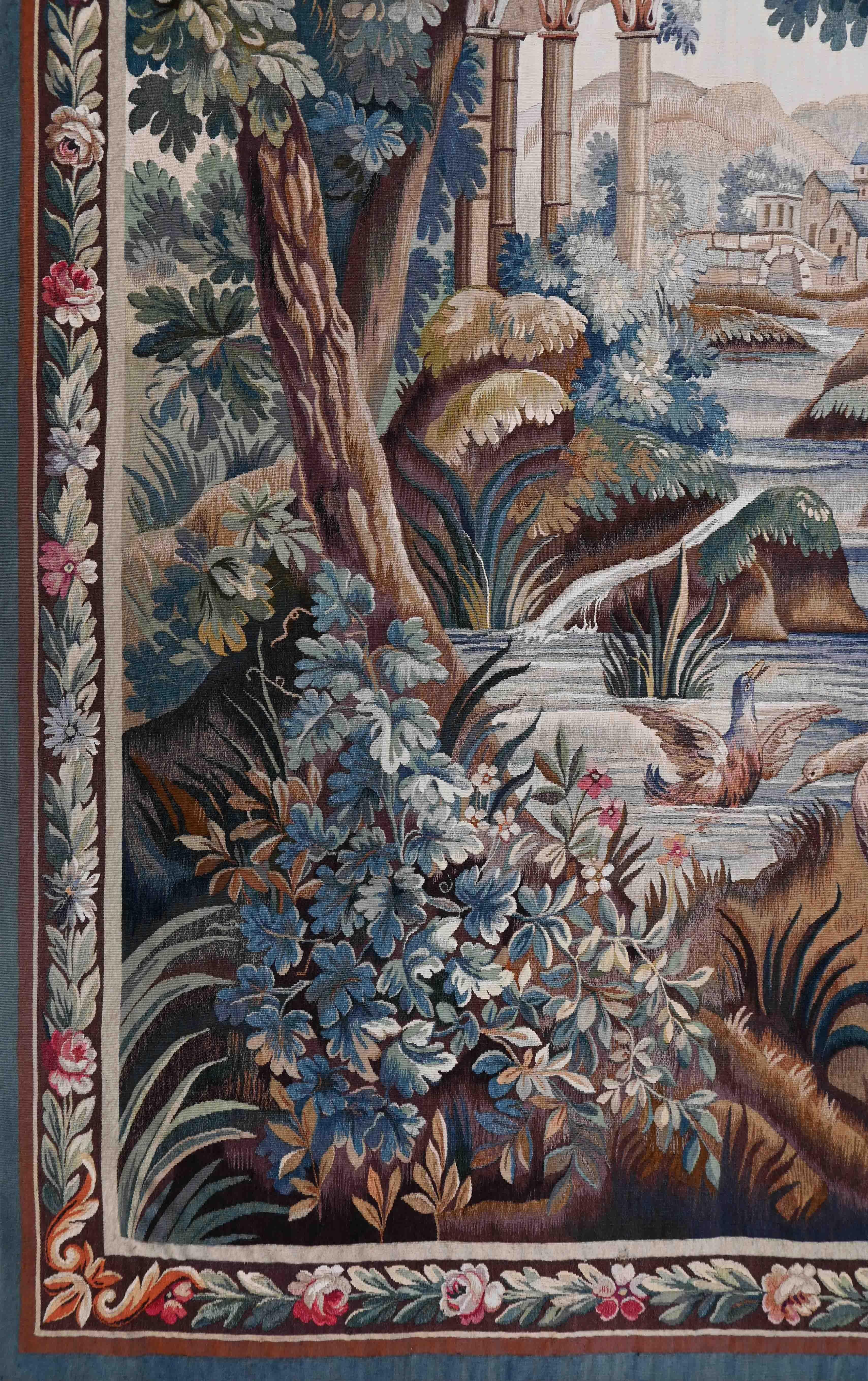 Francese Arazzo francese Greenery Aubusson Manufactory 19° secolo - 142lx197h - N 1530 in vendita