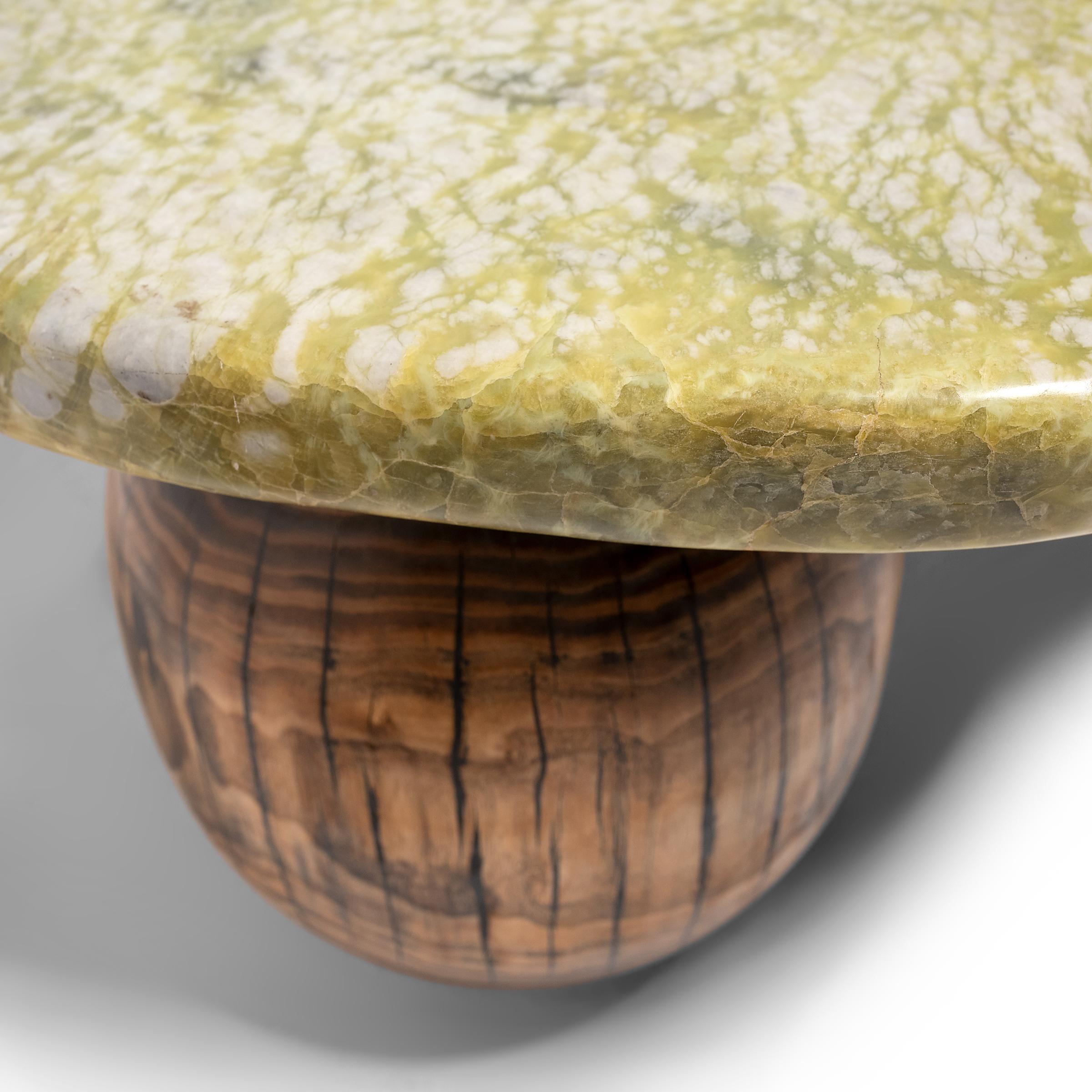 Reclaimed Wood Greenery Meditation Stone Coffee Table