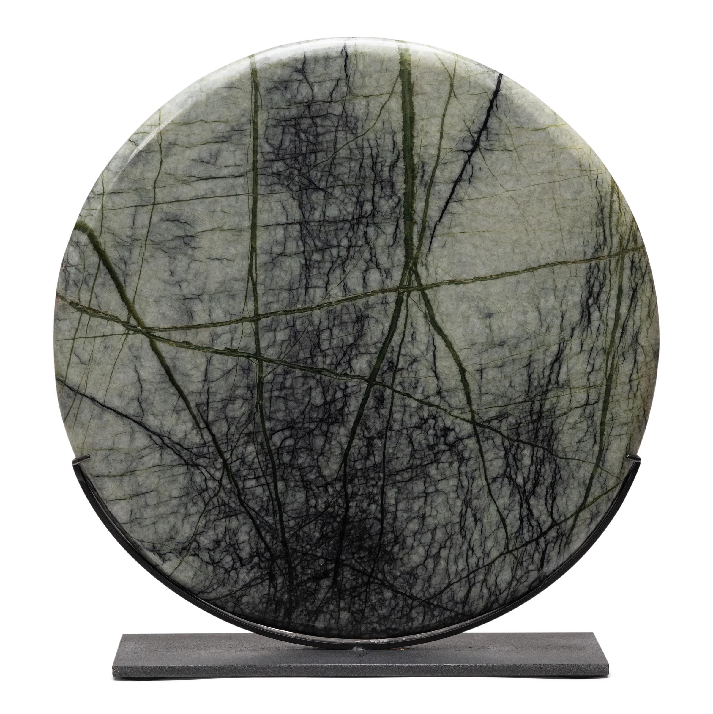 Organic Modern Greenery Meditation Stone Disc For Sale