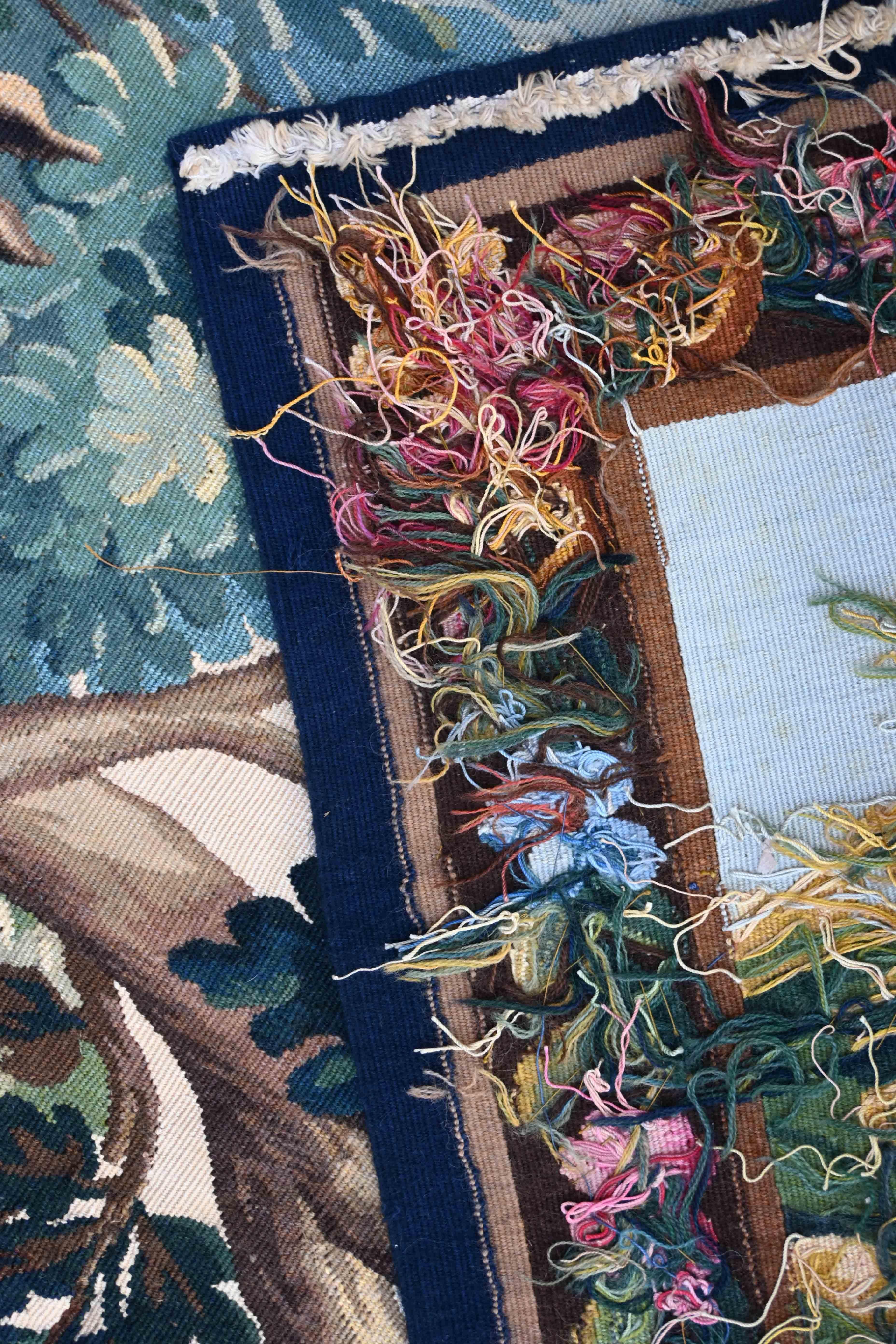 French Greenery Tapestry Signed Manufacture Aubusson 19th Century - L165xh120cm - 1555 For Sale