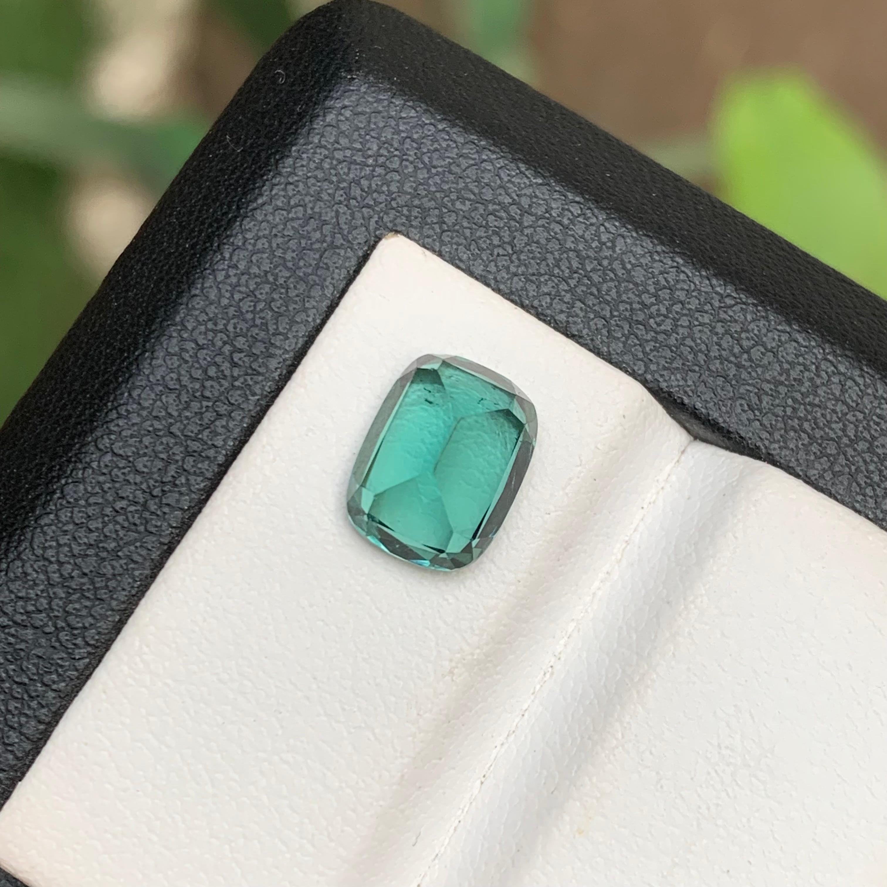 Greenish Blue Natural Tourmaline Ring Loose Gemstone 2.95 Ct Cushion Cut-Jewelry For Sale 6