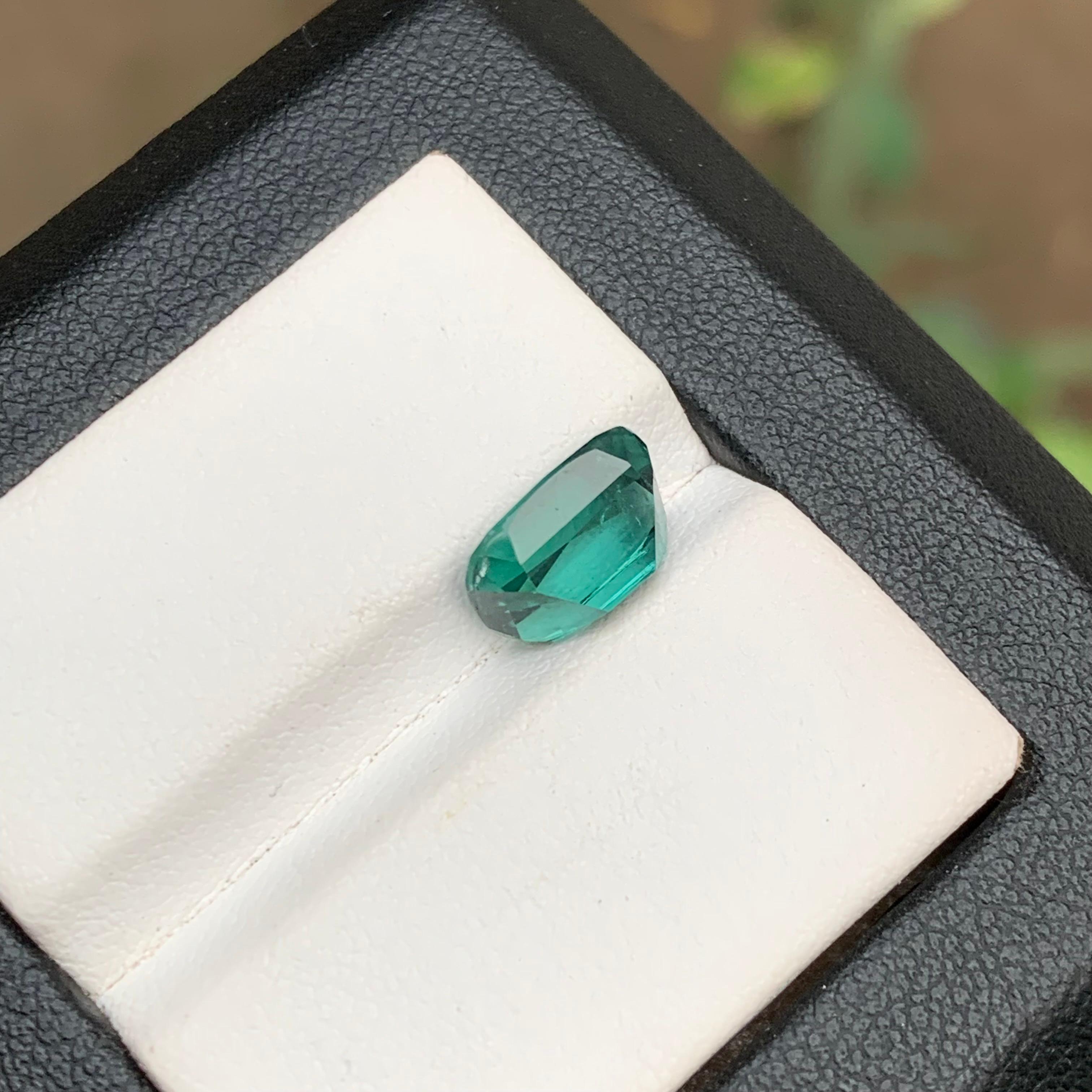 Greenish Blue Natural Tourmaline Ring Loose Gemstone 2.95 Ct Cushion Cut-Jewelry For Sale 7