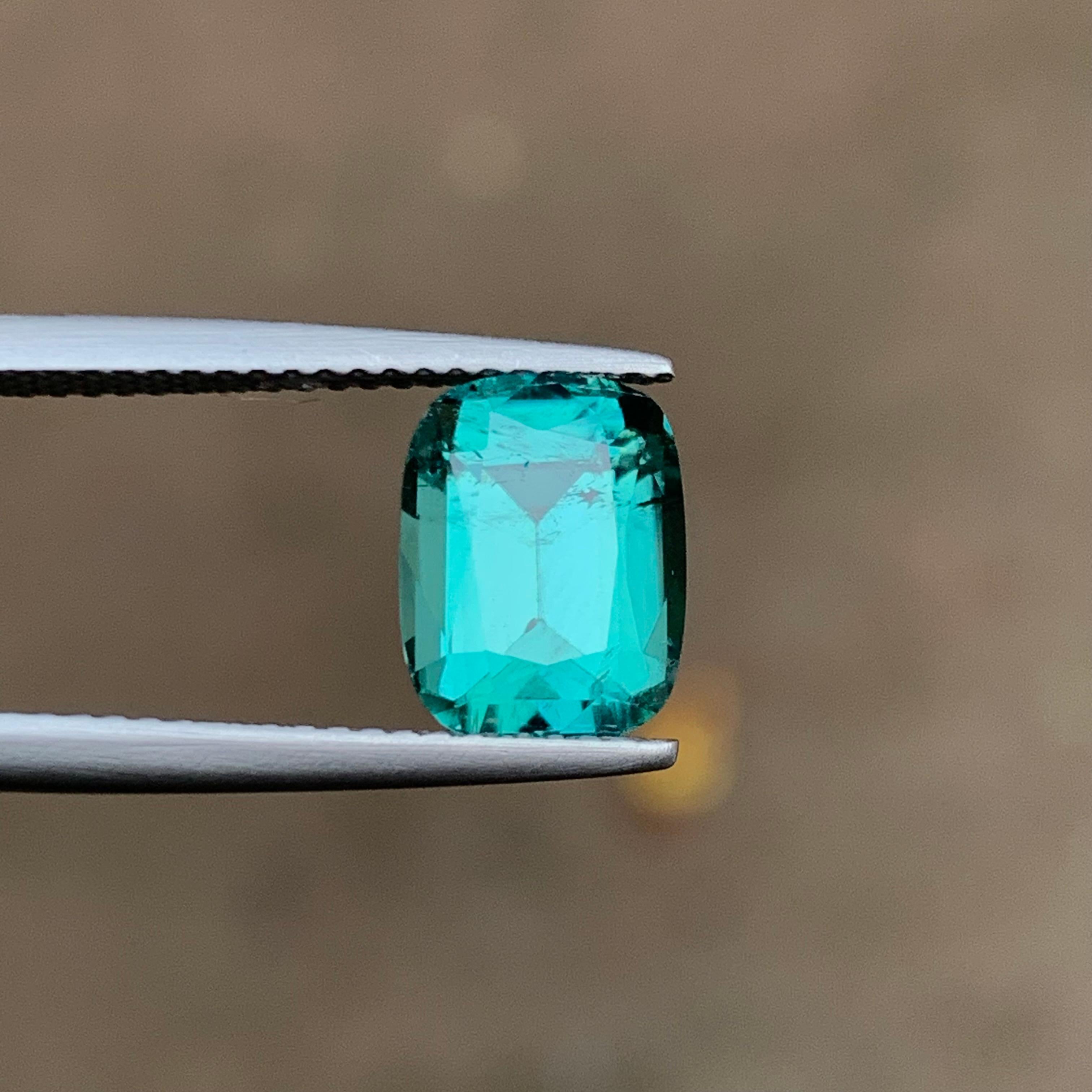 Greenish Blue Natural Tourmaline Ring Loose Gemstone 2.95 Ct Cushion Cut-Jewelry For Sale 1