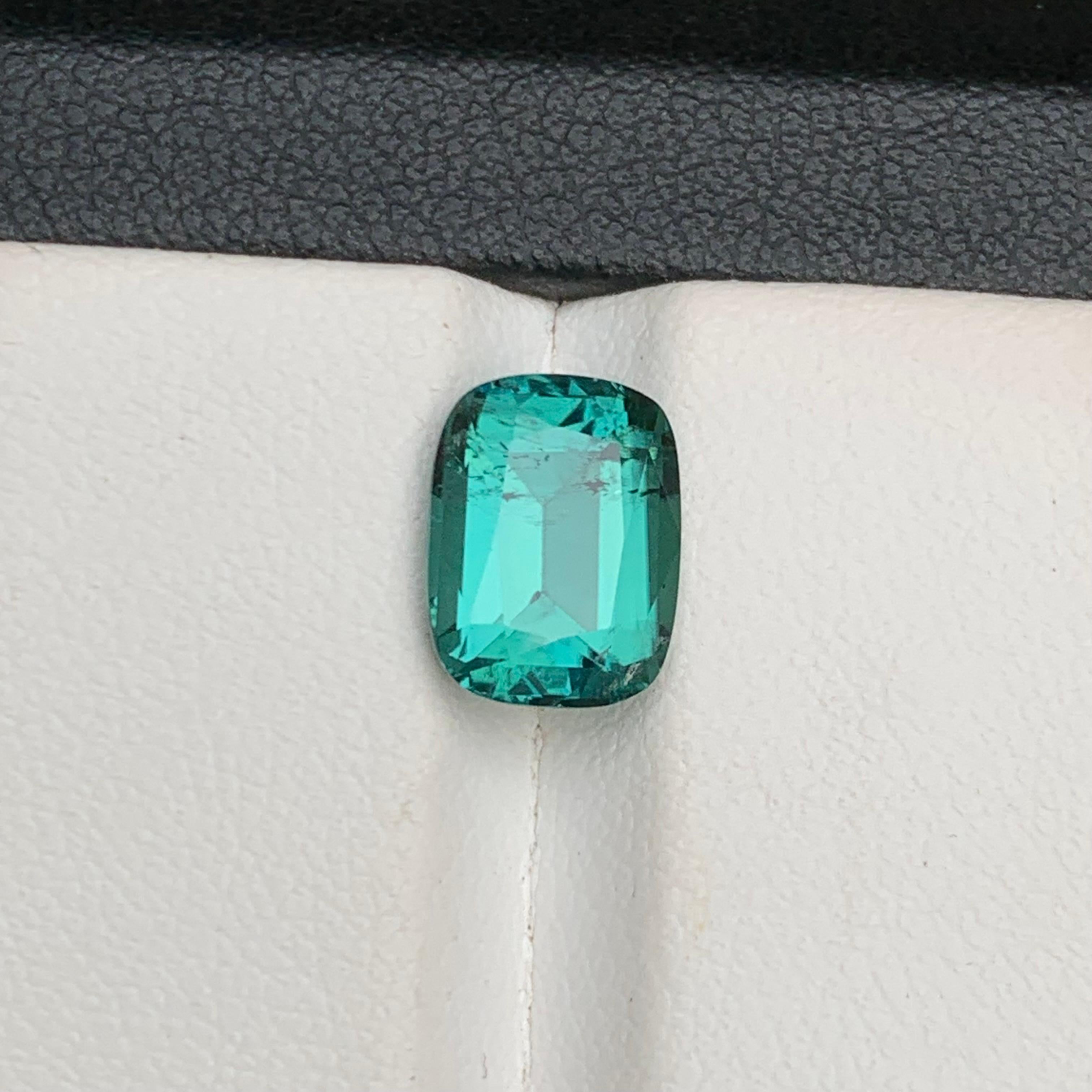 Greenish Blue Natural Tourmaline Ring Loose Gemstone 2.95 Ct Cushion Cut-Jewelry For Sale 3