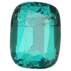 Anillo de turmalina natural azul verdoso Piedra suelta 2,95 qt talla cojín-Joyería