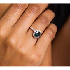 Greenish Blue Sapphire And Diamond 2.36ct Ring