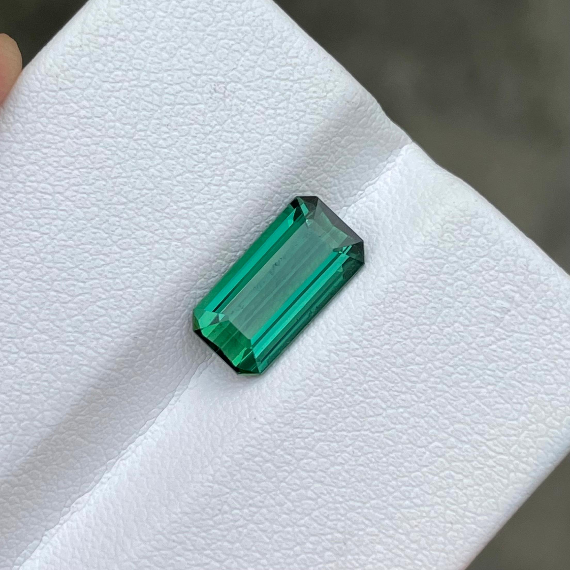 Women's or Men's Greenish Blue Tourmaline 2.70 carats Emerald Cut Natural Afghani Loose Gemstone For Sale