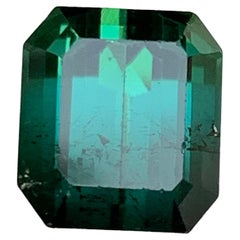 Grünlich blauer zweifarbiger natürlicher Turmalin Ring Edelstein 6.20Ct Smaragd-Schliff-Juwel