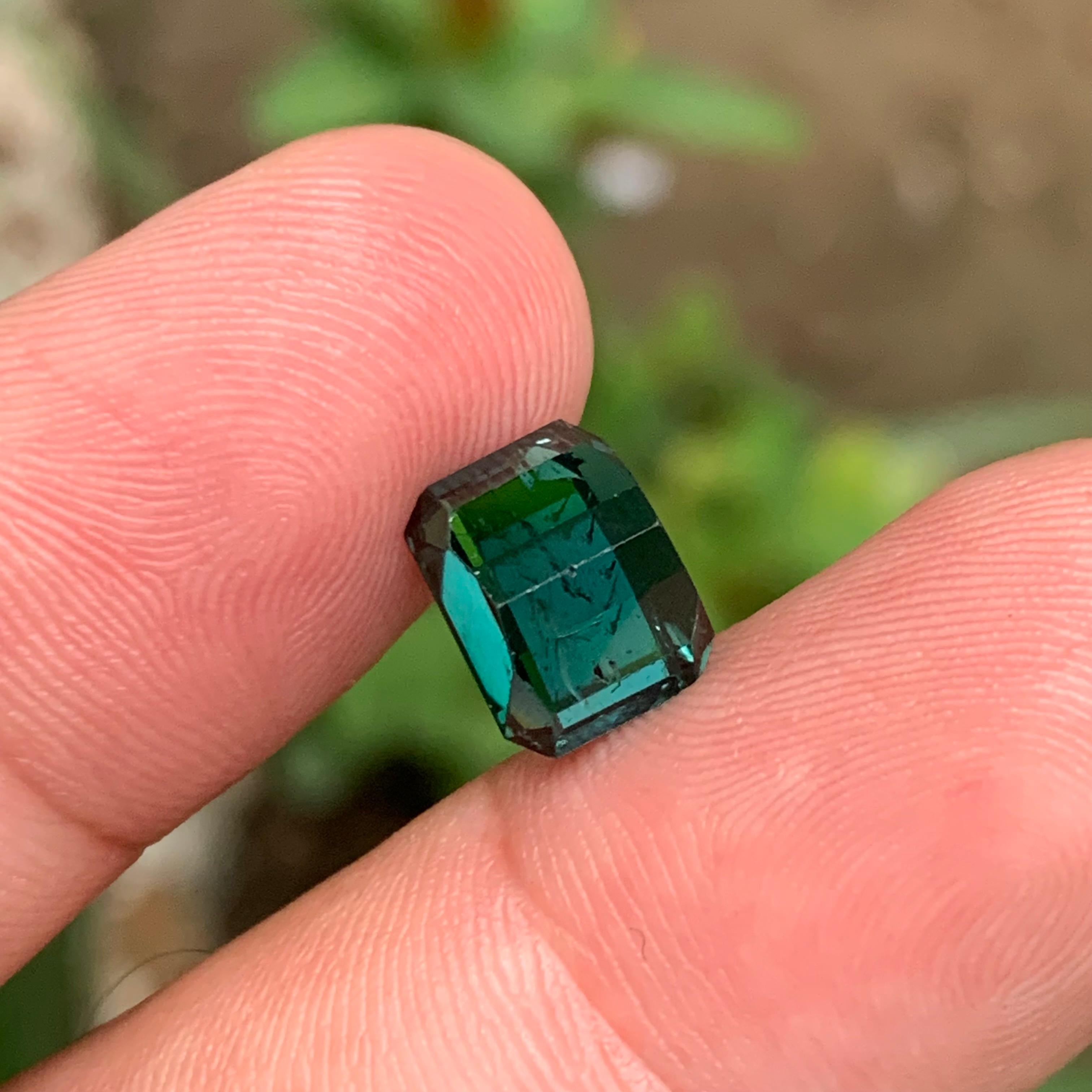 Indicolite Blue Natural Tourmaline Ring Gemstone 4.95 Ct Emerald Cut for Jewelry For Sale 5