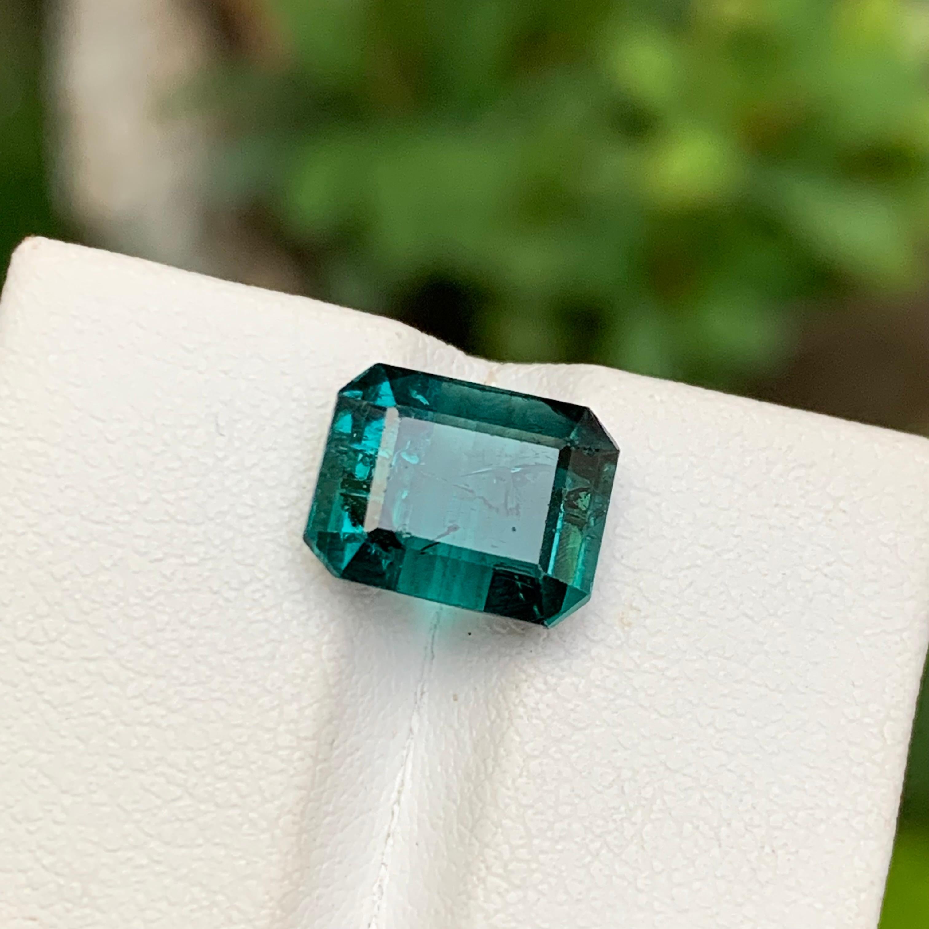 Indicolite Blue Natural Tourmaline Ring Gemstone 4.95 Ct Emerald Cut for Jewelry For Sale 6
