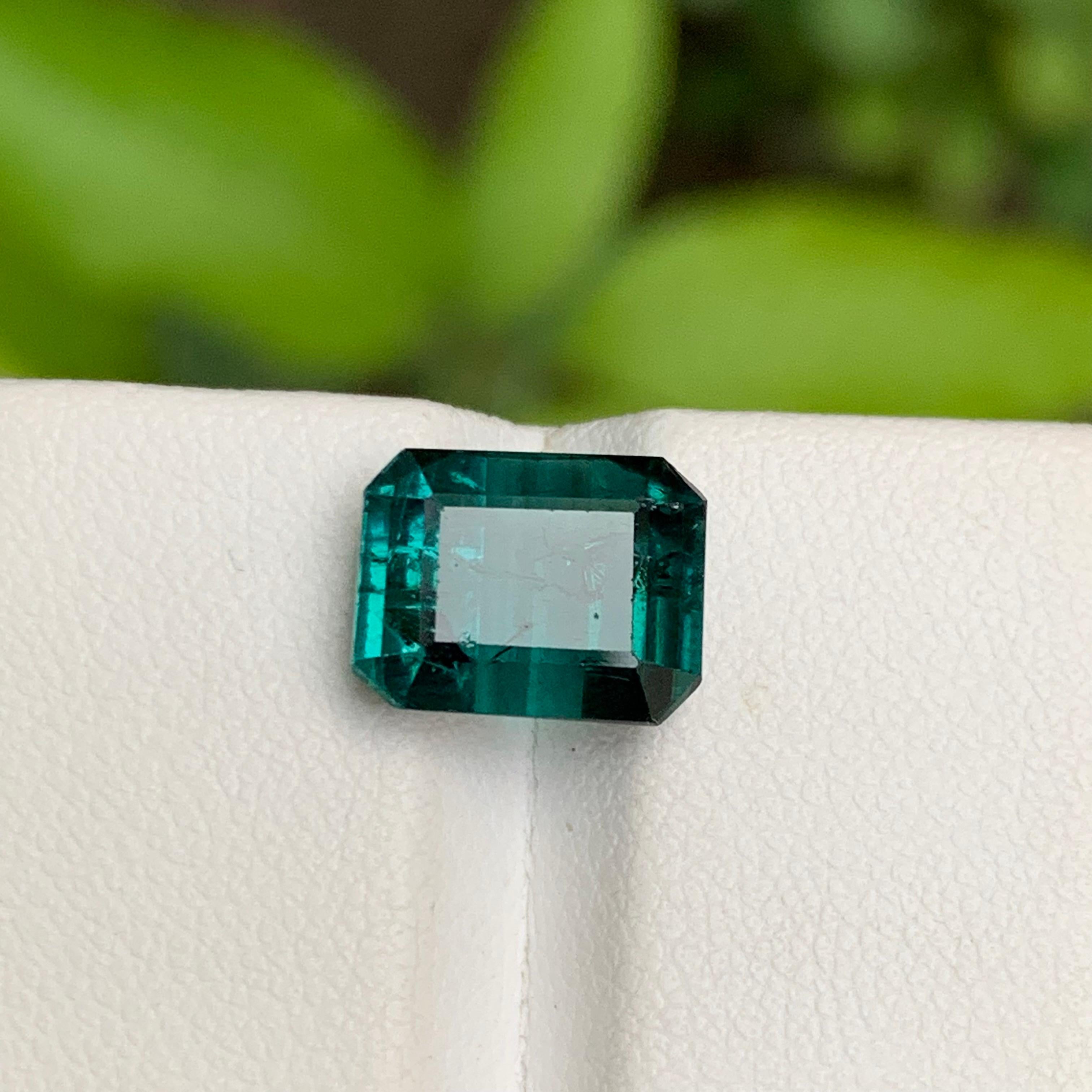 Indicolite Blue Natural Tourmaline Ring Gemstone 4.95 Ct Emerald Cut for Jewelry For Sale 7