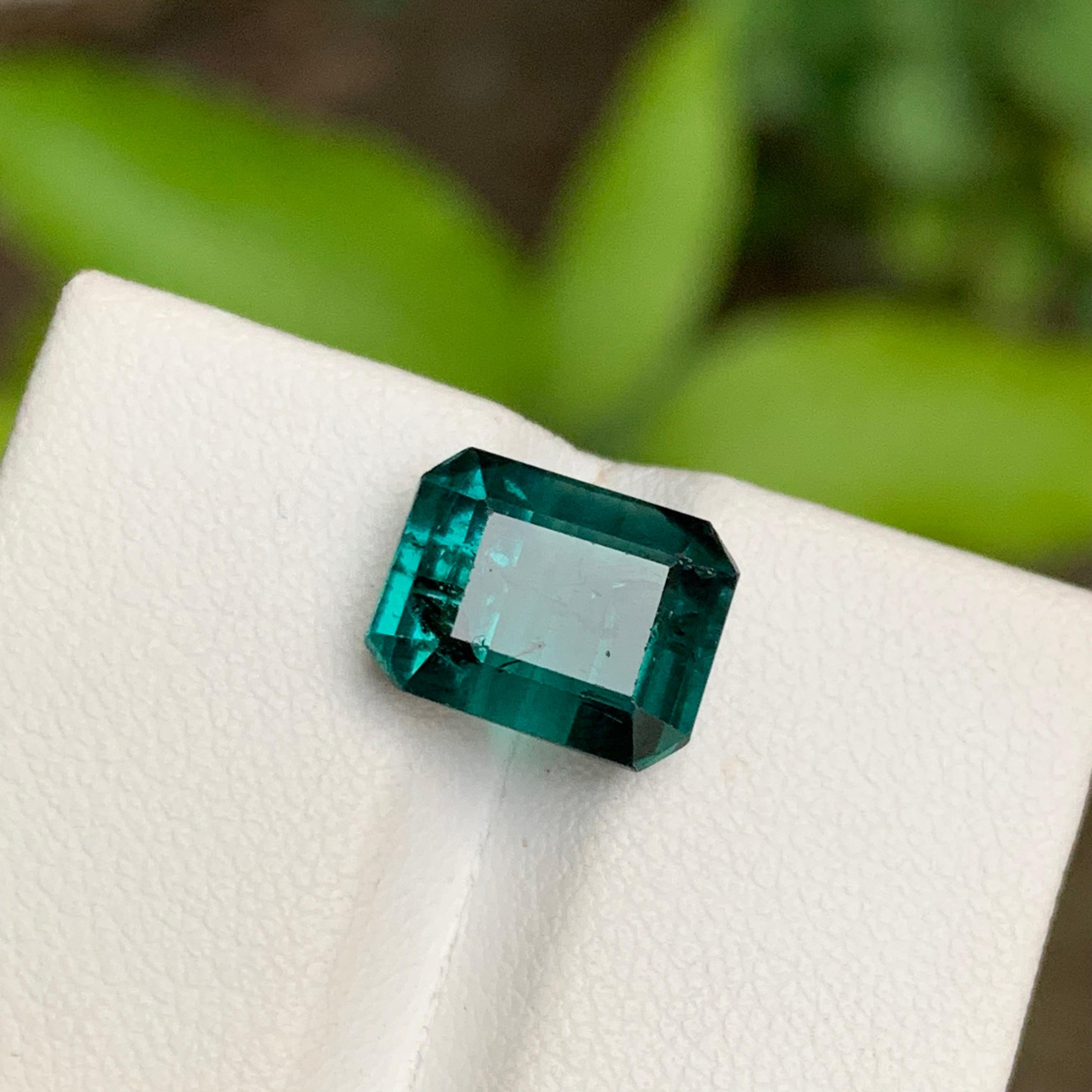 Indicolite Blue Natural Tourmaline Ring Gemstone 4.95 Ct Emerald Cut for Jewelry For Sale 8