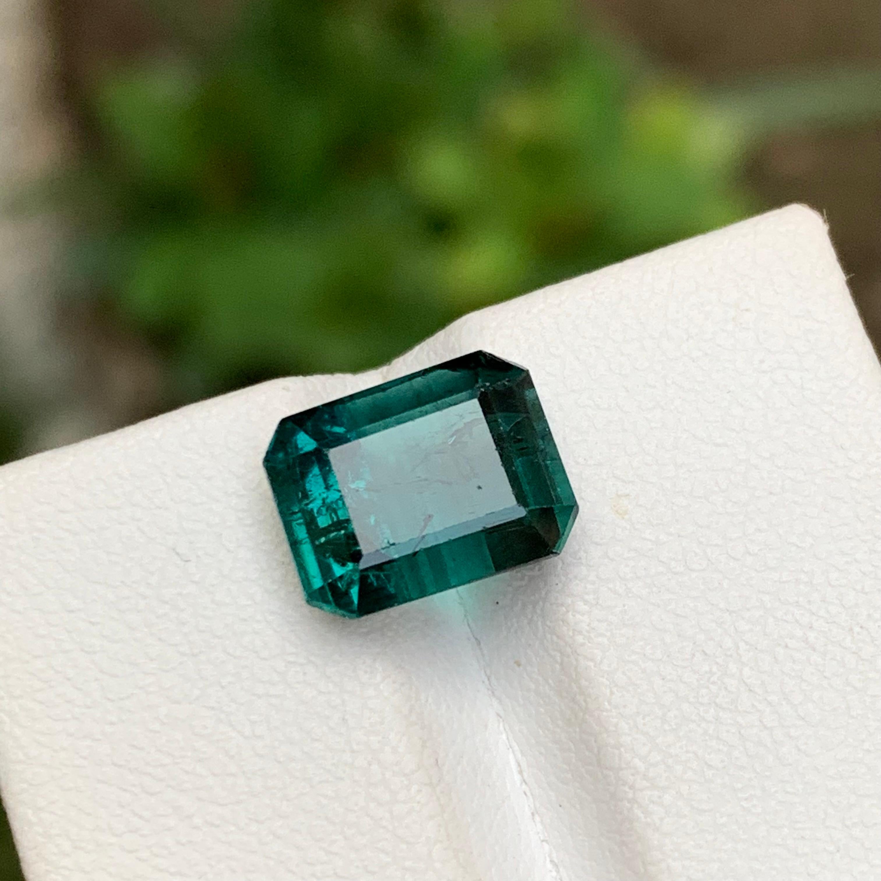 Contemporary Indicolite Blue Natural Tourmaline Ring Gemstone 4.95 Ct Emerald Cut for Jewelry For Sale