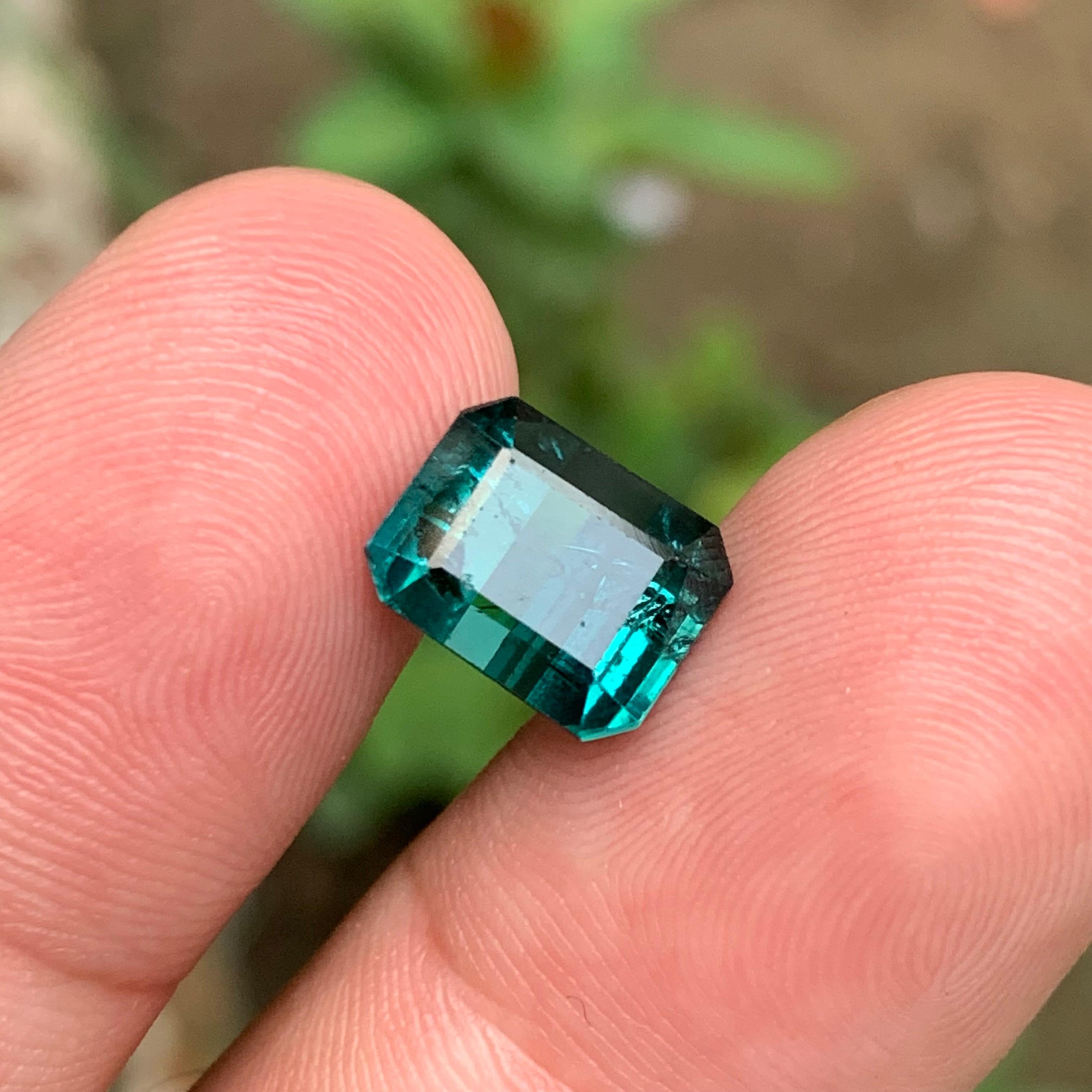 Indicolite Blue Natural Tourmaline Ring Gemstone 4.95 Ct Emerald Cut for Jewelry For Sale 2