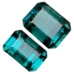 Pierres précieuses tourmaline naturelle bleu verdâtre taille émeraude 8,75 carats  Anneau, Jewell