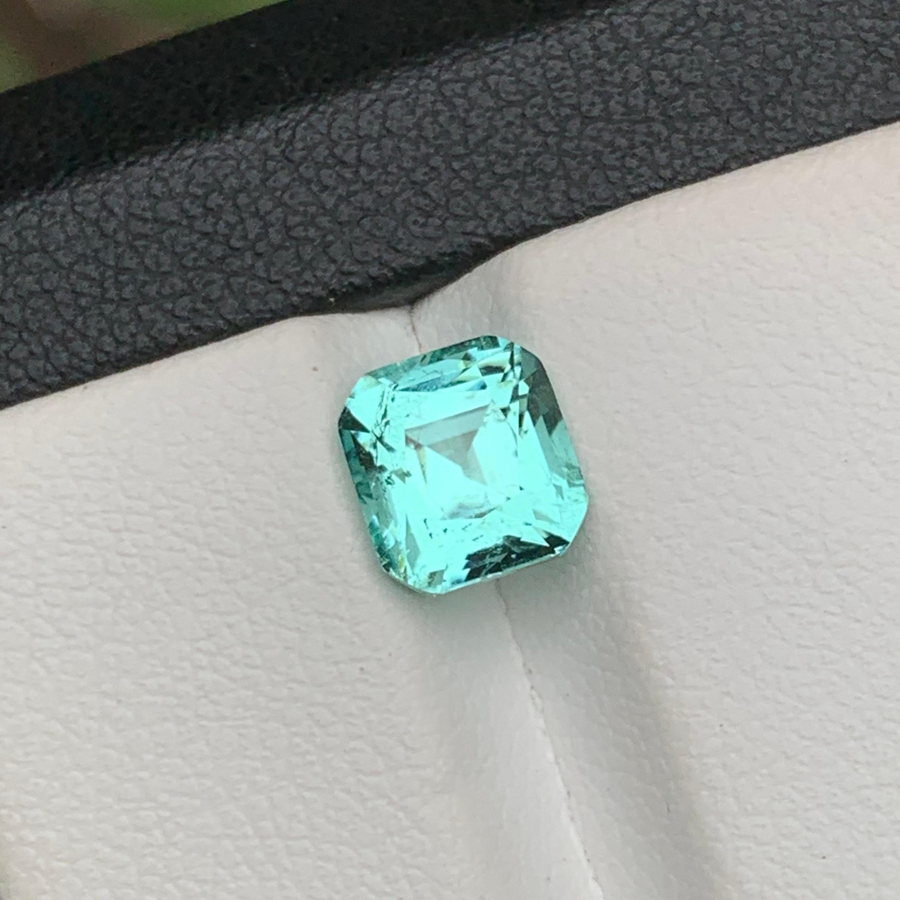 Greenish Seafoam Blue Natural Tourmaline Ring Gemstone 2.25 Ct Cushion Cut-Jewel In New Condition In Peshawar, PK