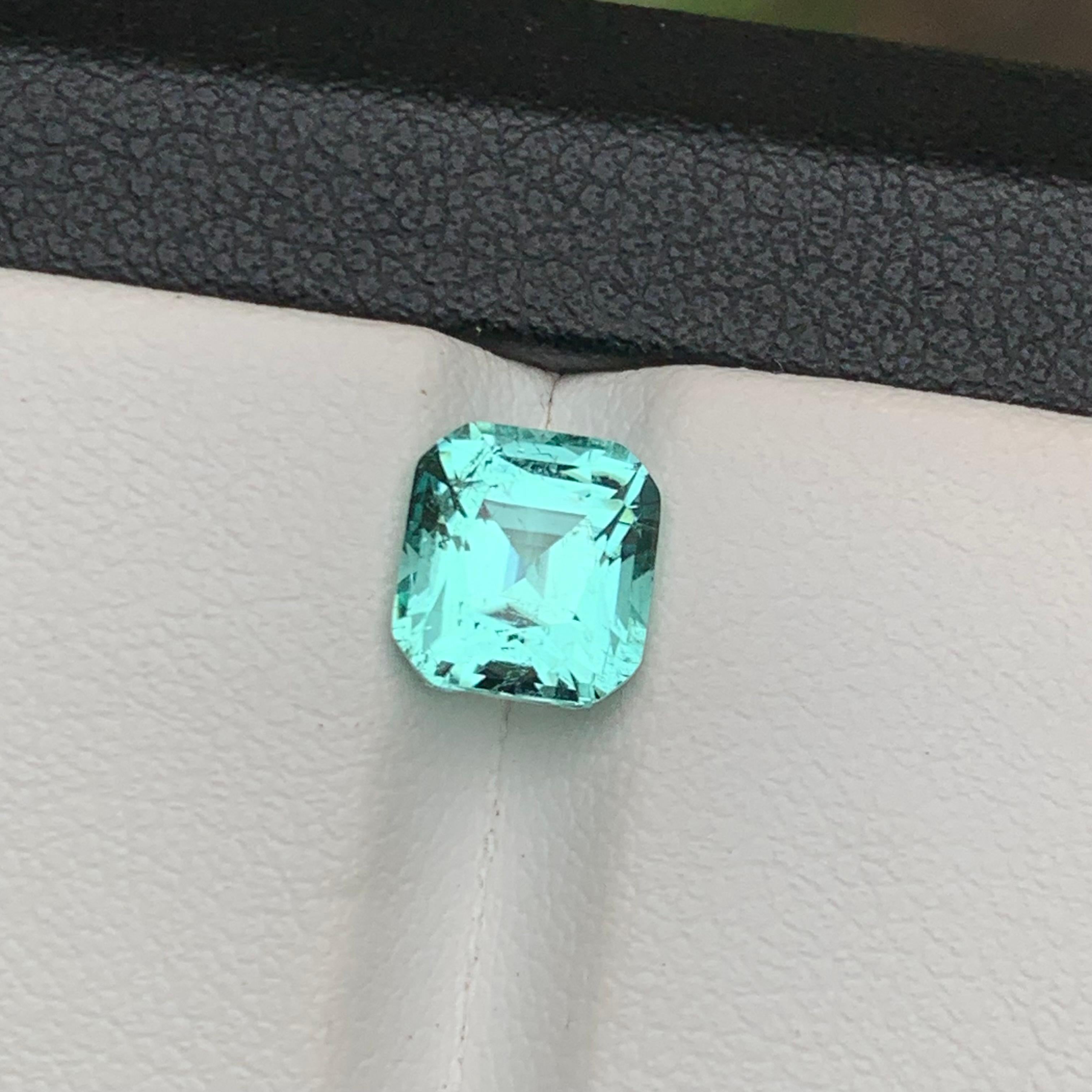 Greenish Seafoam Blue Natural Tourmaline Ring Gemstone 2.25 Ct Cushion Cut-Jewel 1