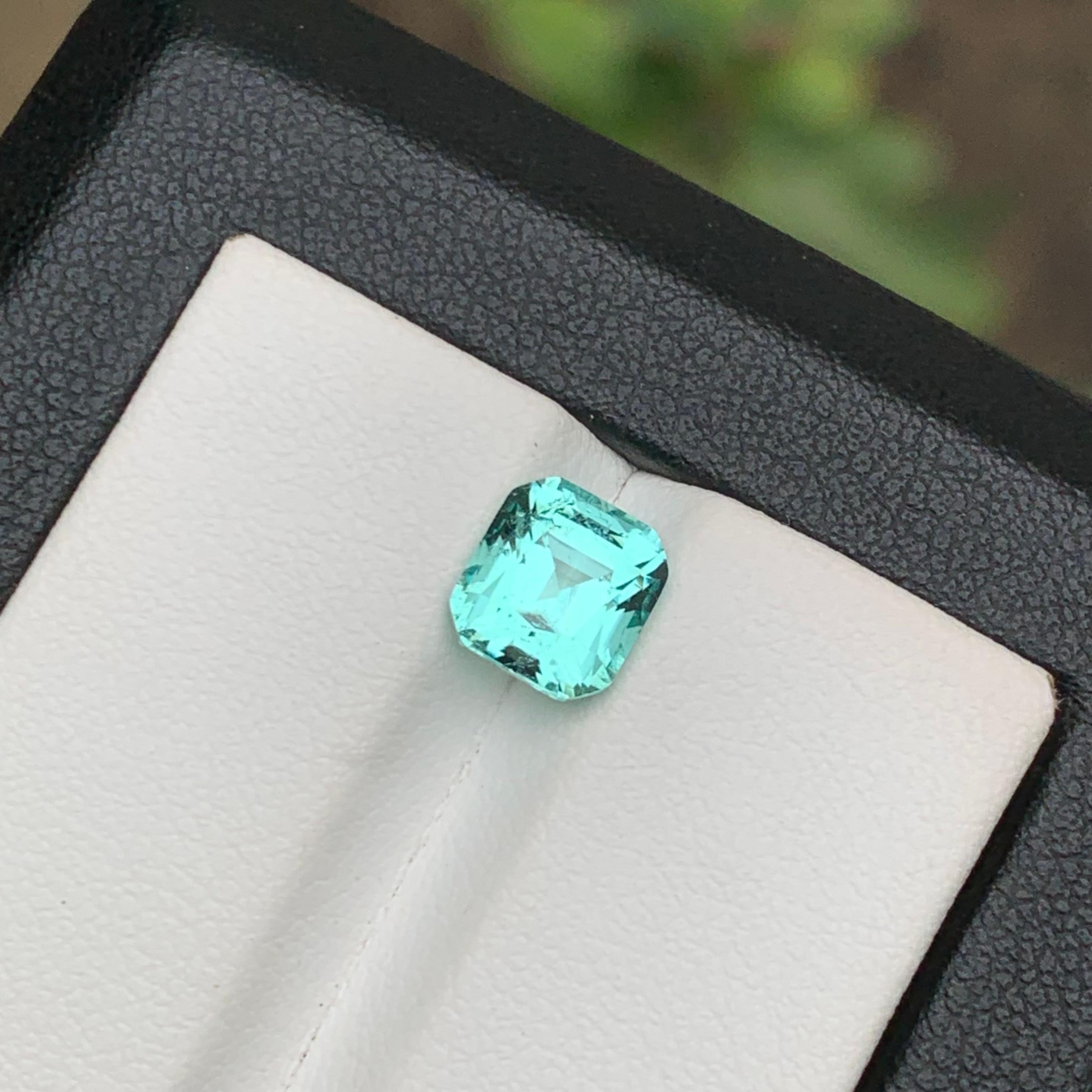 Greenish Seafoam Blue Natural Tourmaline Ring Gemstone 2.25 Ct Cushion Cut-Jewel 2