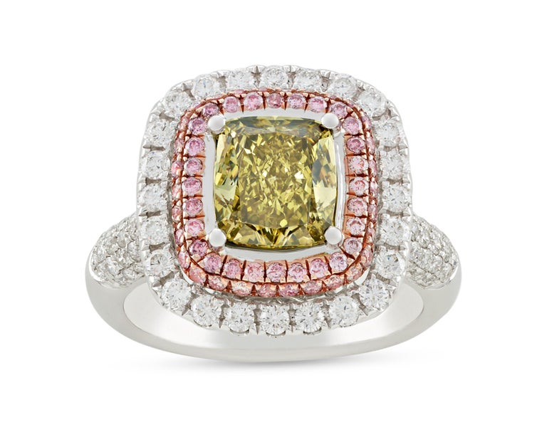 Greenish Yellow Diamond Ring, 2.01 Carats For Sale at 1stDibs