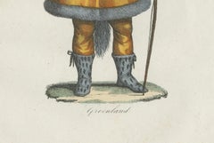 Greenland Inuit Costume Print – Antique Hand-Colored Lithograph, 1854