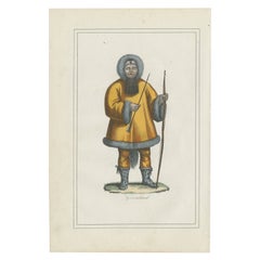 Greenland Inuit Costume Print – Antique Hand-Colored Lithograph, 1854