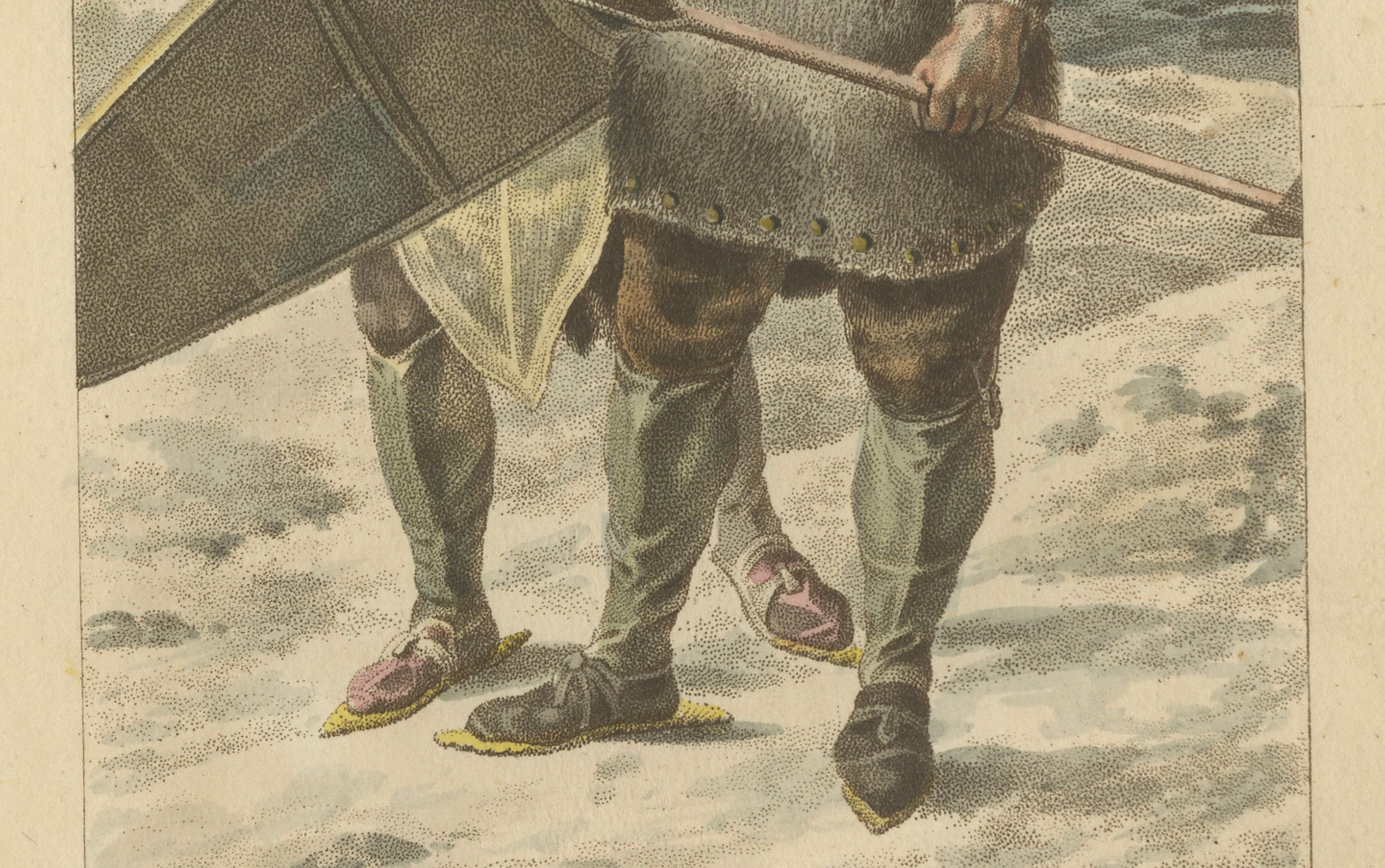 Greenlanders (Inuit Family) – Antique Hand-Colored Ethnographic Print c.1805