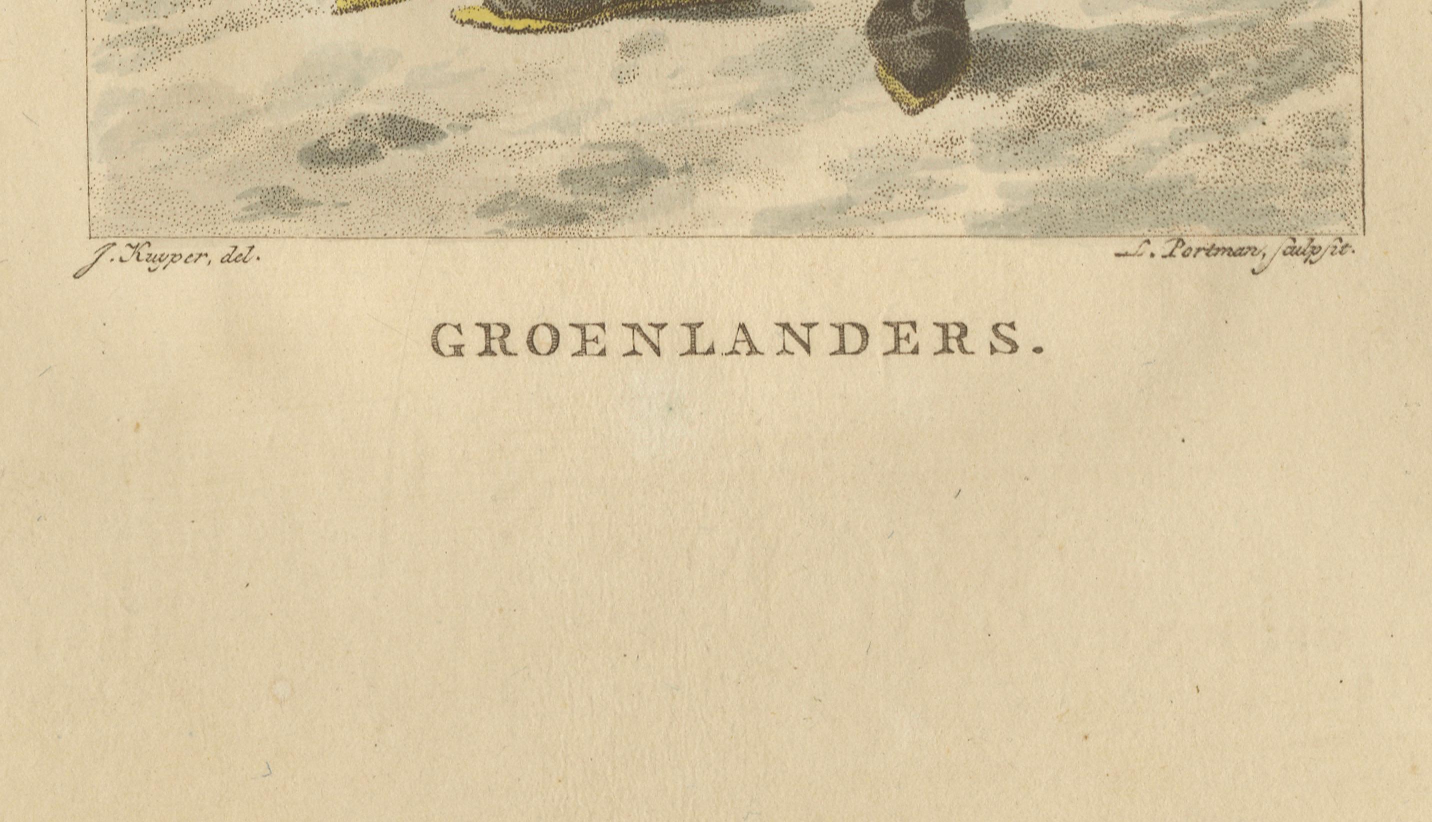 Greenlanders (Inuit Family) – Antique Hand-Colored Ethnographic Print c.1805