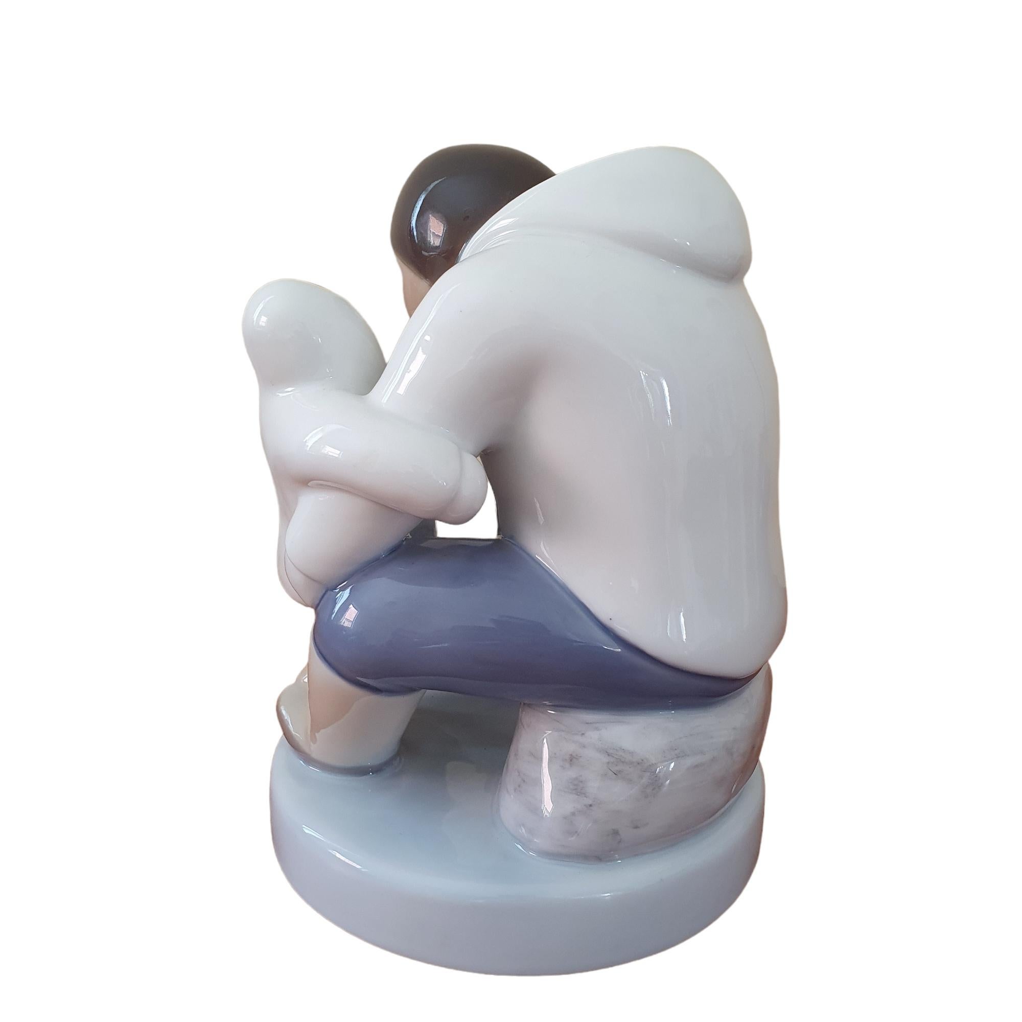 Danish Greenlandic Parent and Child Porcelain Figurine For Sale