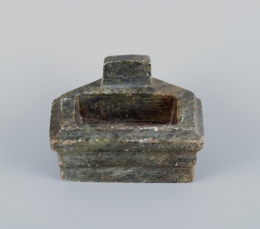 Late 20th Century Greenlandica, ashtray and container in soapstone. 1970s/80s.  For Sale