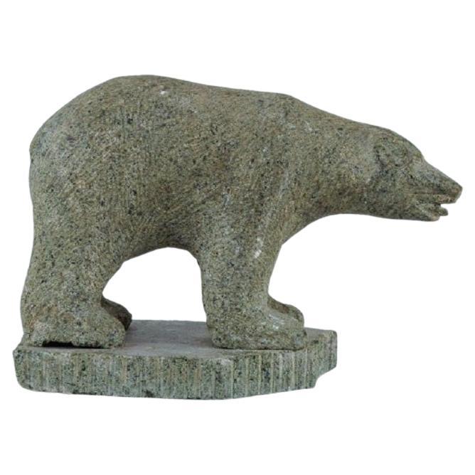 Grünlandica, Figur eines in Speckstein geschnitzten Eisbären. Ca. 1960/70er Jahre.