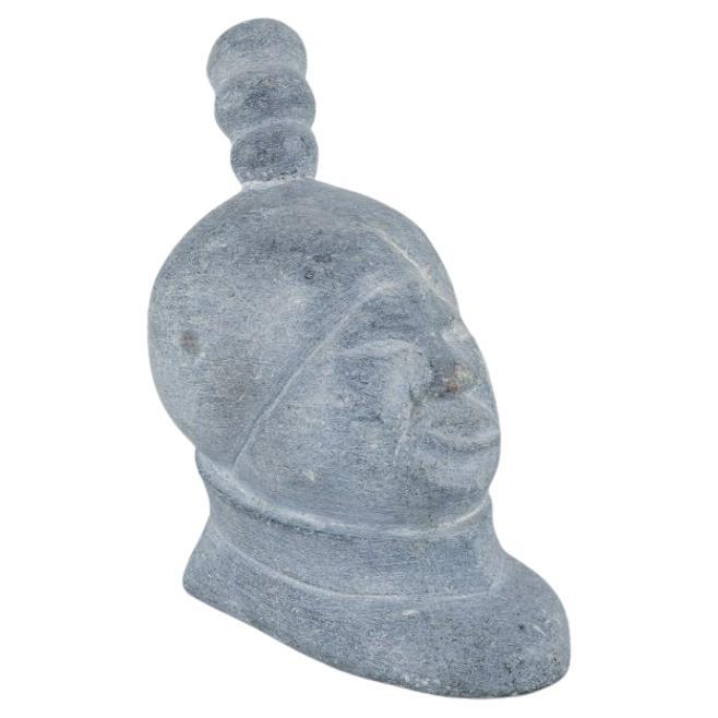 Greenlandica, Sarak, Greenlandic woman in profile, sculpture in soapstone.  For Sale