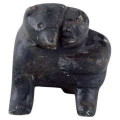 Greenlandica, small sculpture in soapstone. Polar bear and hunter.