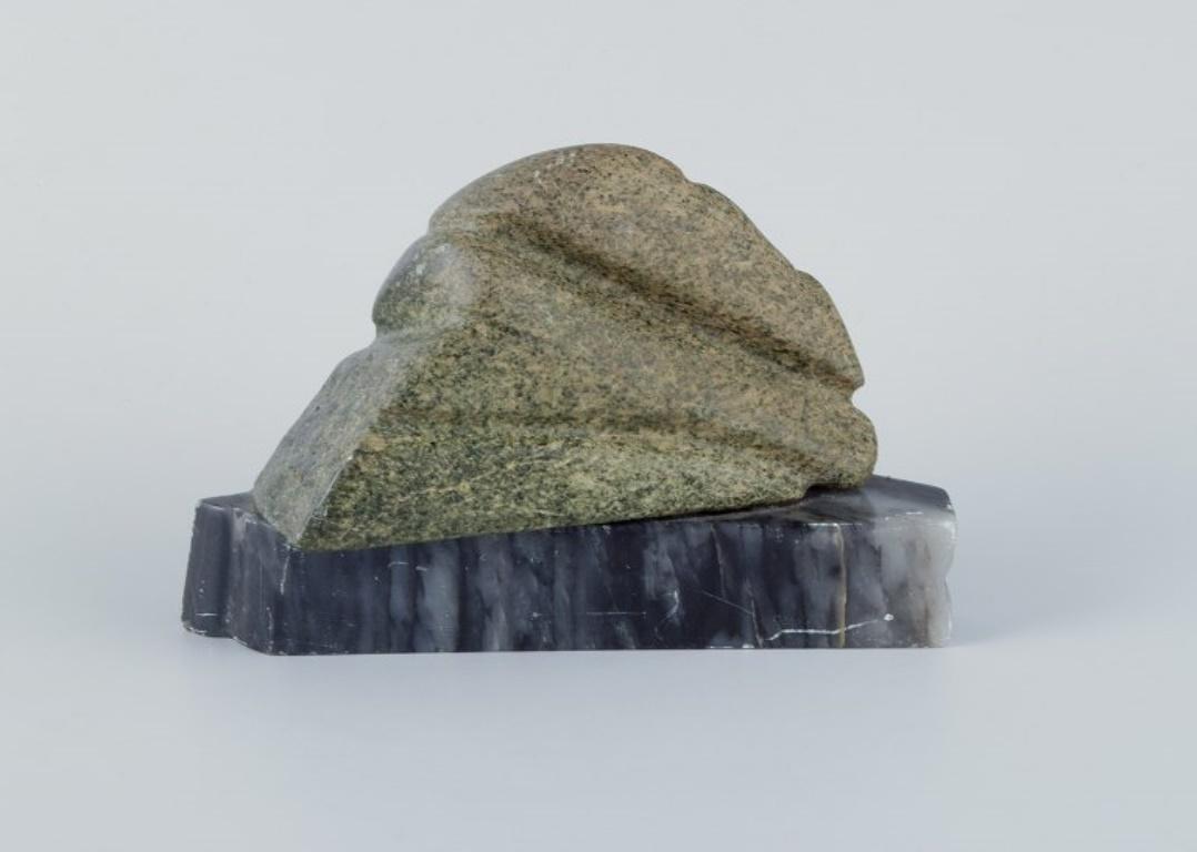 Folk Art Greenlandica, soapstone sculpture on a marble base.  Mid-20th C. For Sale