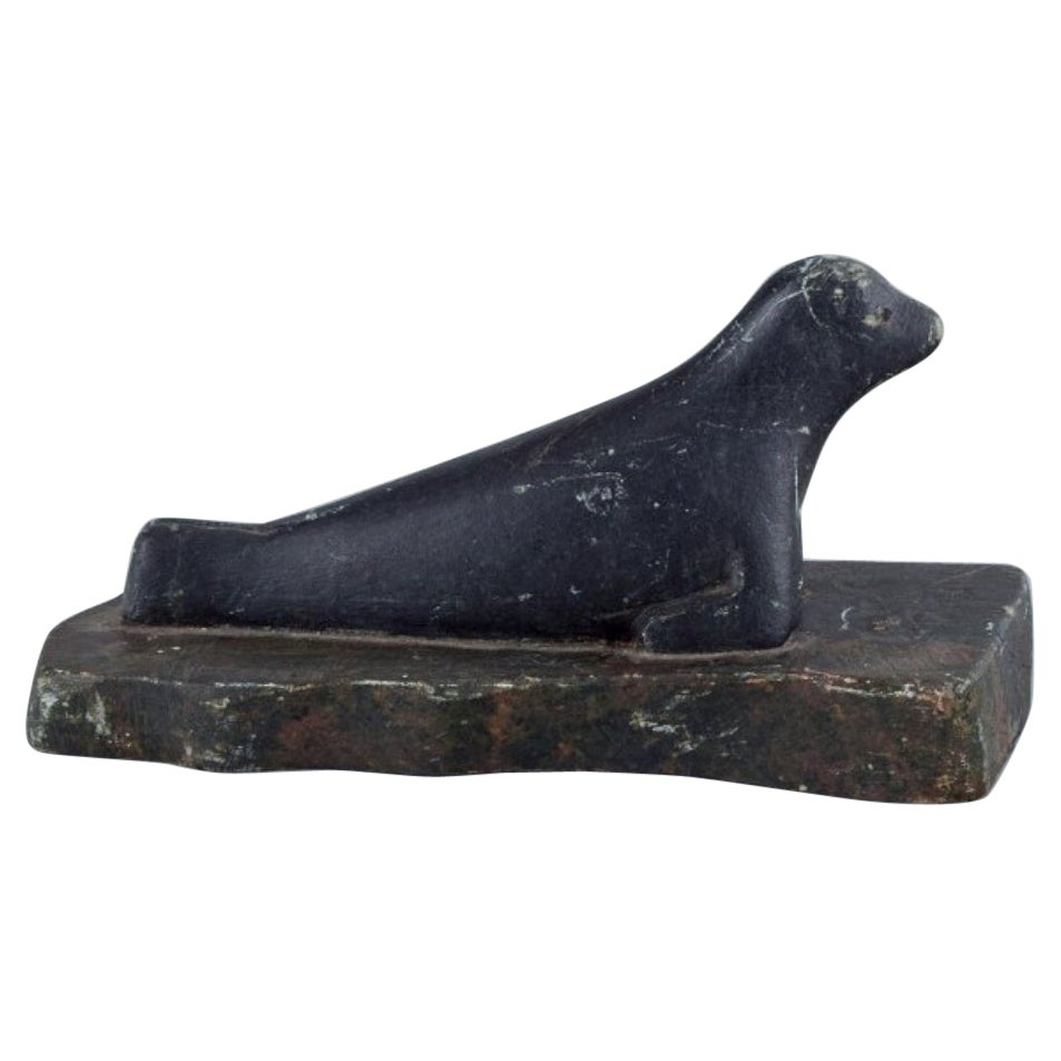 Greenlandica, Taki Petersen, lying seal in soapstone. 1977