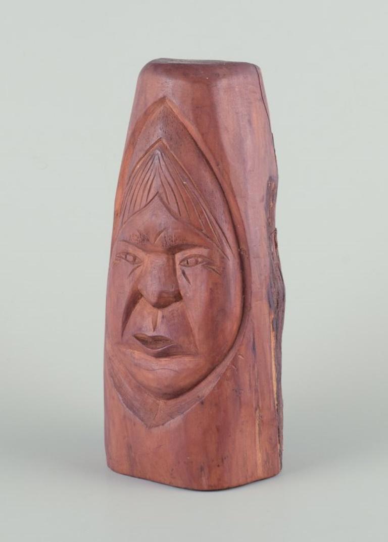 Folk Art Greenlandica, wood sculpture of a male figure. Greenlandic craftsmanship. For Sale