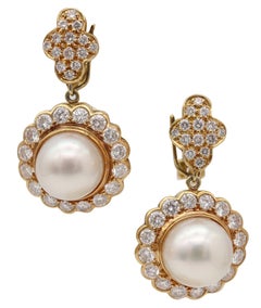 GREENLEAF & CROSBY Boucles d'oreilles convertibles en perles en or 18 carats avec diamants 5,24 carats