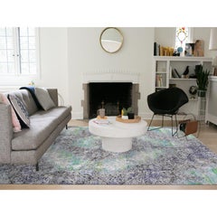 Greens DIMINISHING COINS Sari Silk with Textured Wool Hand Knotted Rug 9'x12'6"