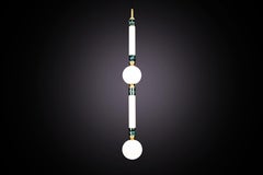 'Greenstone Pendant Lamp - Large' by Marc Wood. Marble, Opal Glass and Brass