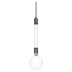 'Greenstone Pendant Lamp - Small' by Marc Wood. Marble, Opal Glass and brass.