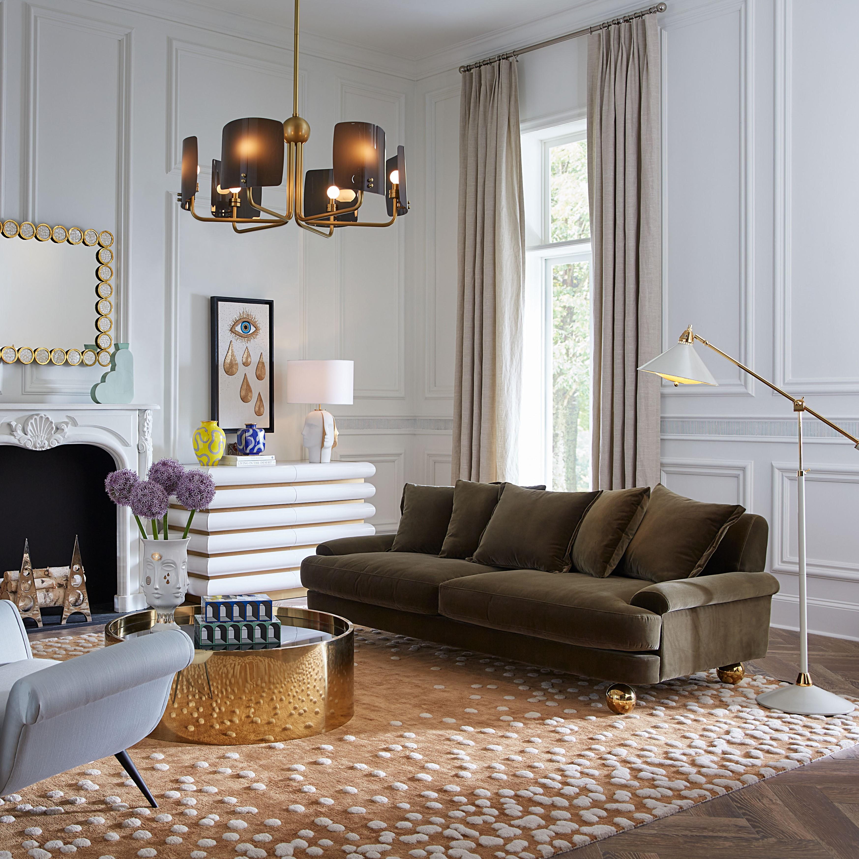 Laiton Canapé Greenwich Sage Velvet en vente