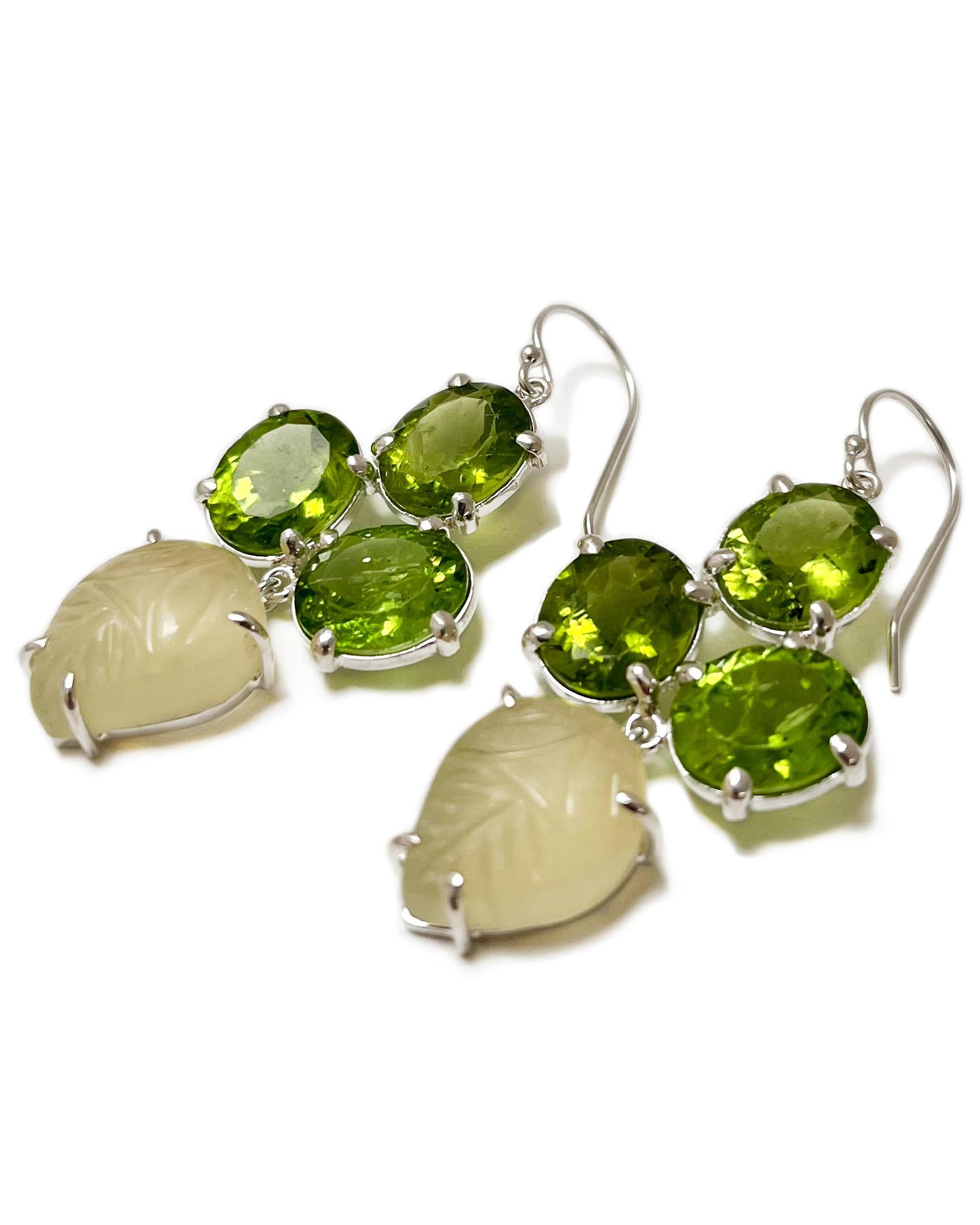 Intention: Lucky Charms

Design: We can't get enough of this bright green peridot color! These dangle earrings are fresh, fun, and will be your new lucky charms. 

Style Suggestion: ﻿Wear these with a stack of shiny silver rings. 

Particulars: