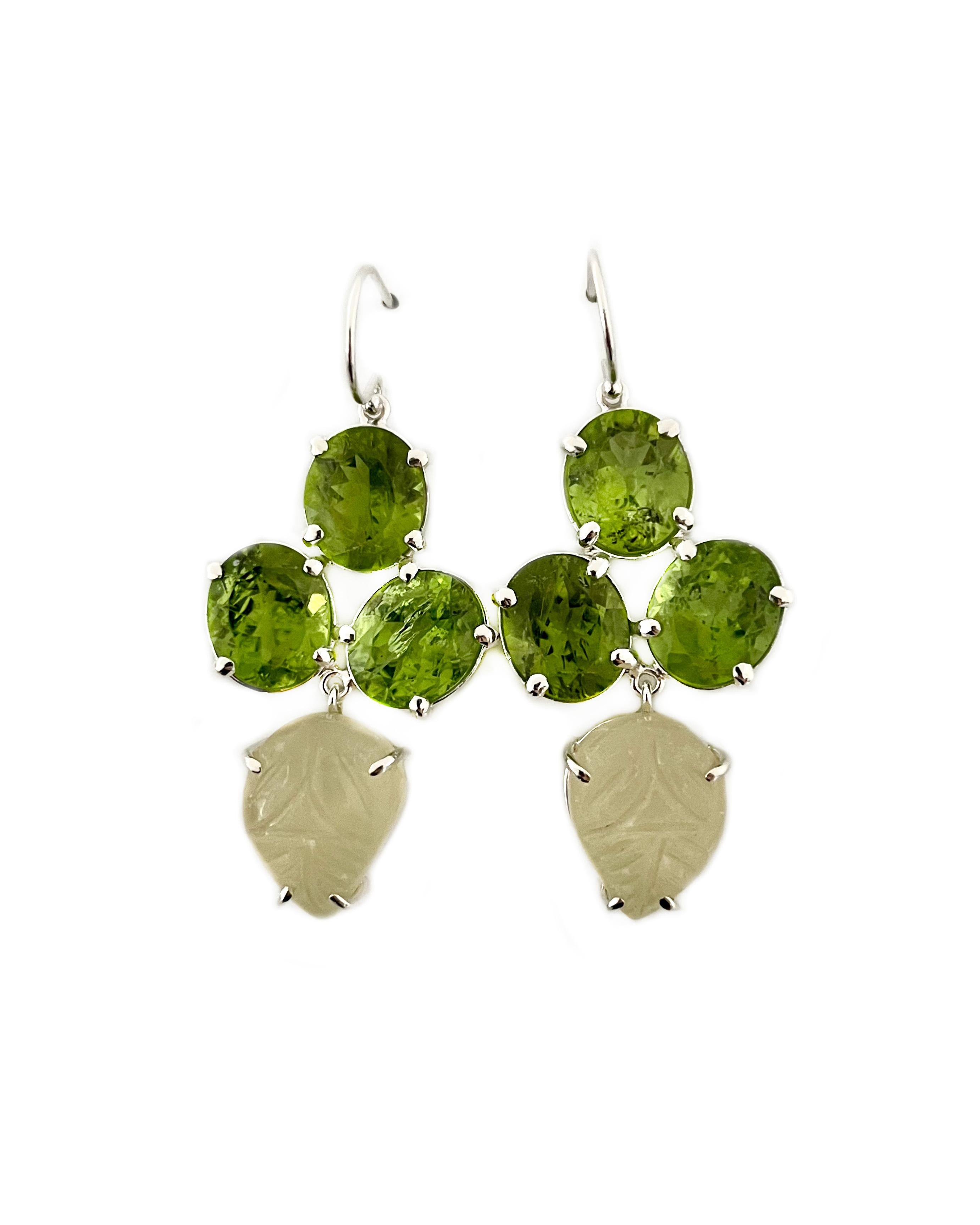 Contemporary Greenwood Earrings in Peridot, Fluorite and Sterling Silver