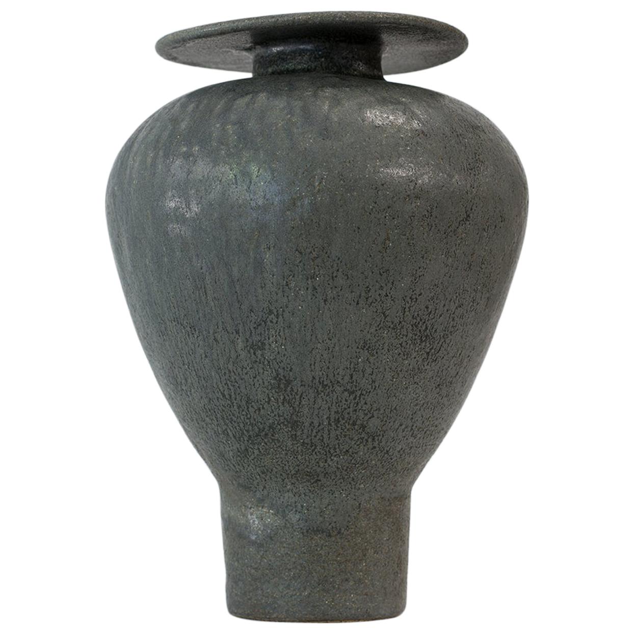 Greeny Black "Isolated" Glaze Stoneware Vase, Raquel Vidal and Pedro Paz
