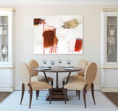 Armonía - Cuadro Abstracto Original Enmarcado Capas Rojo Blanco Ocre sobre Lienzo