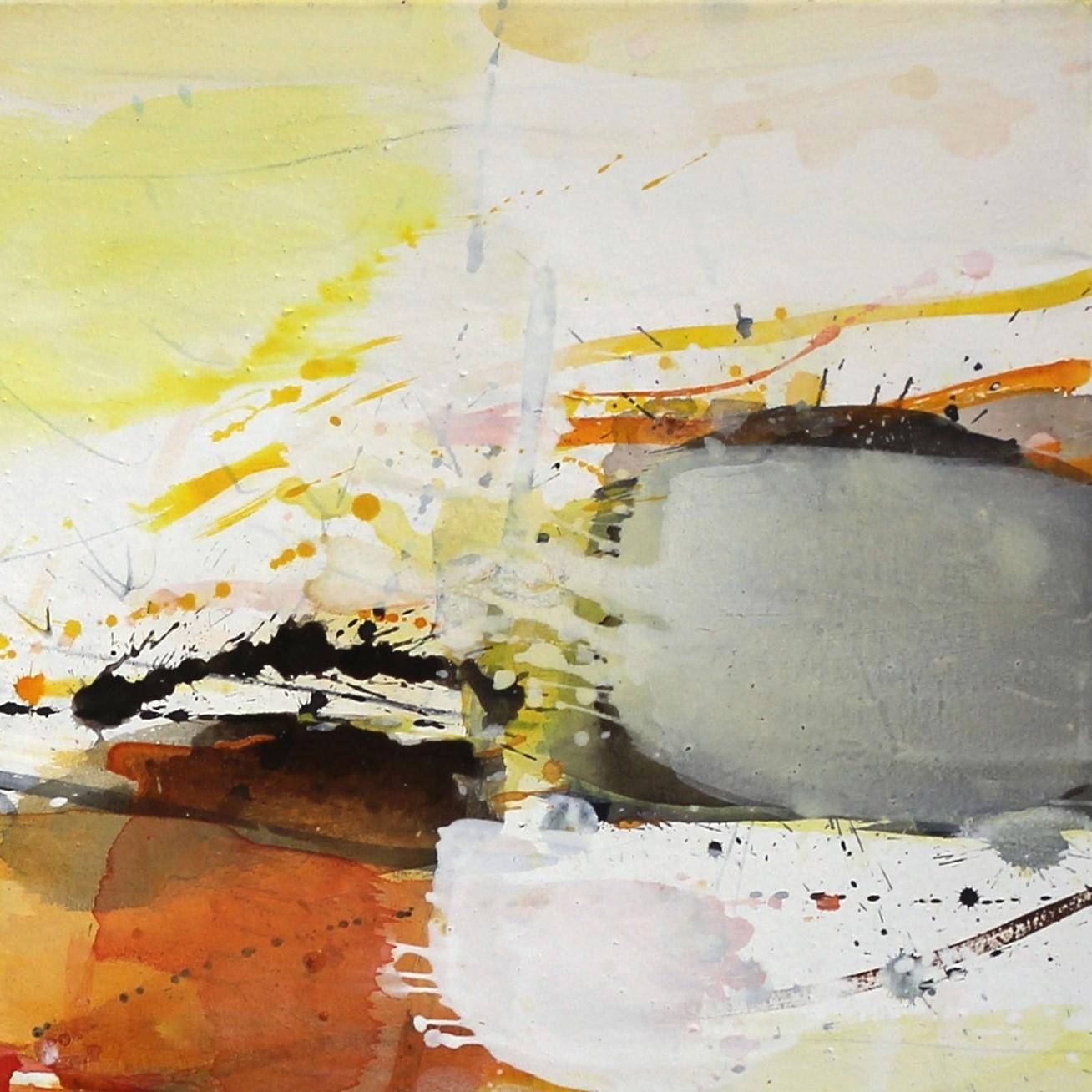 Paisaje iluminado por el sol V - Enmarcado Pintura Abstracta Amarilla Original Contemporánea en venta 2