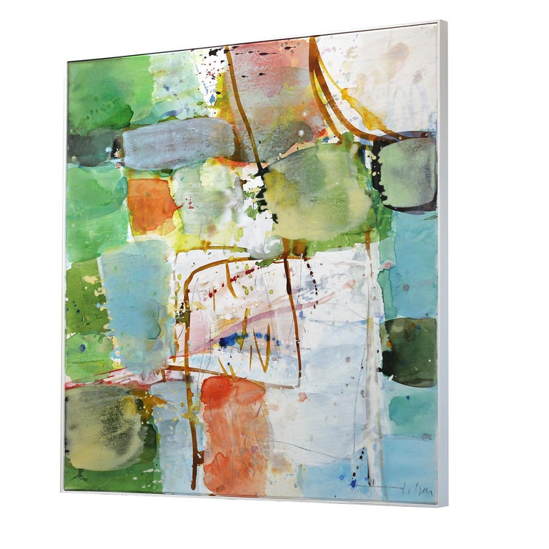 View - Abstract Mixed Media Painting (framed) For Sale 4