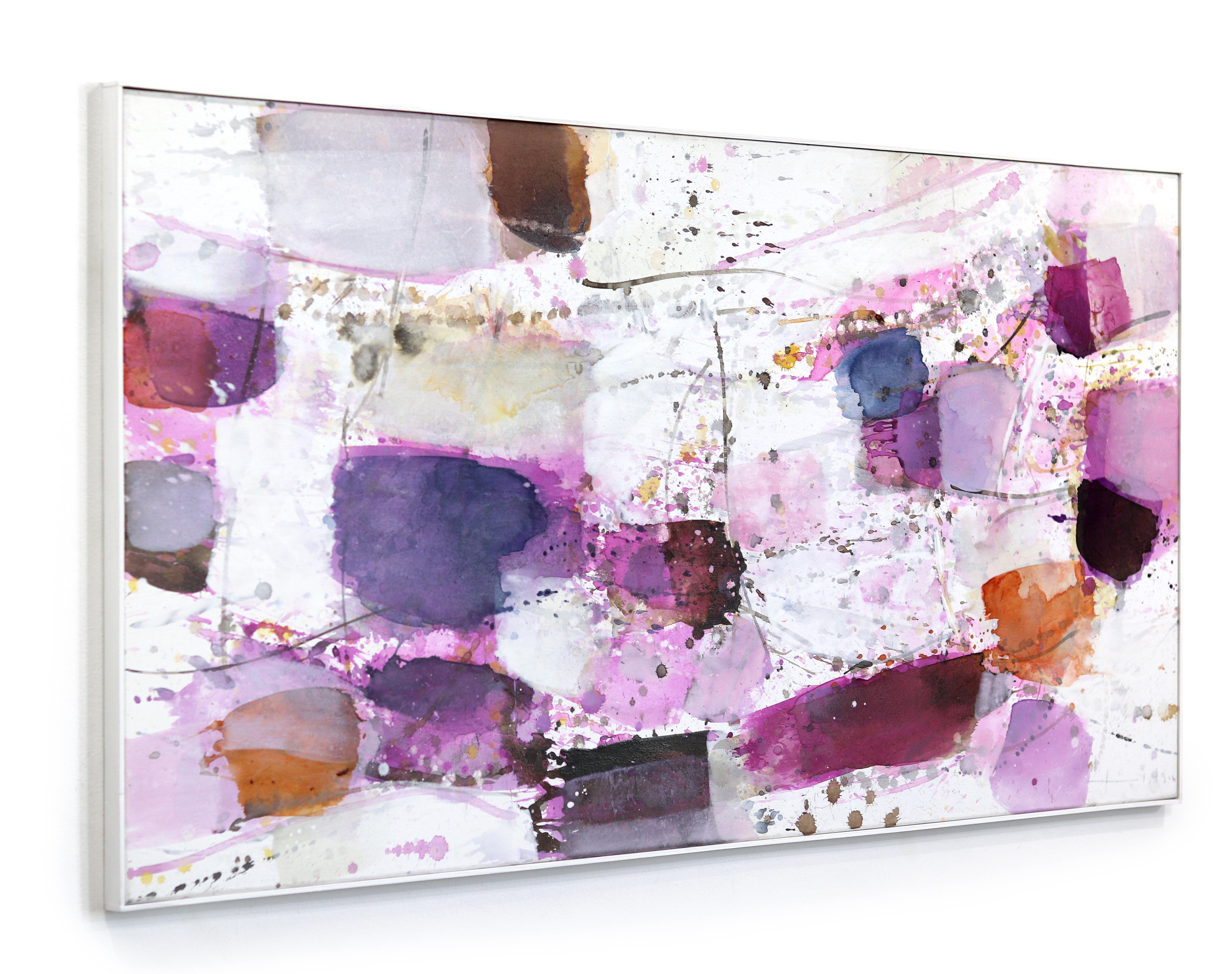5816 - Quadro astratto a strati rosa e viola di grandi dimensioni in vendita 1